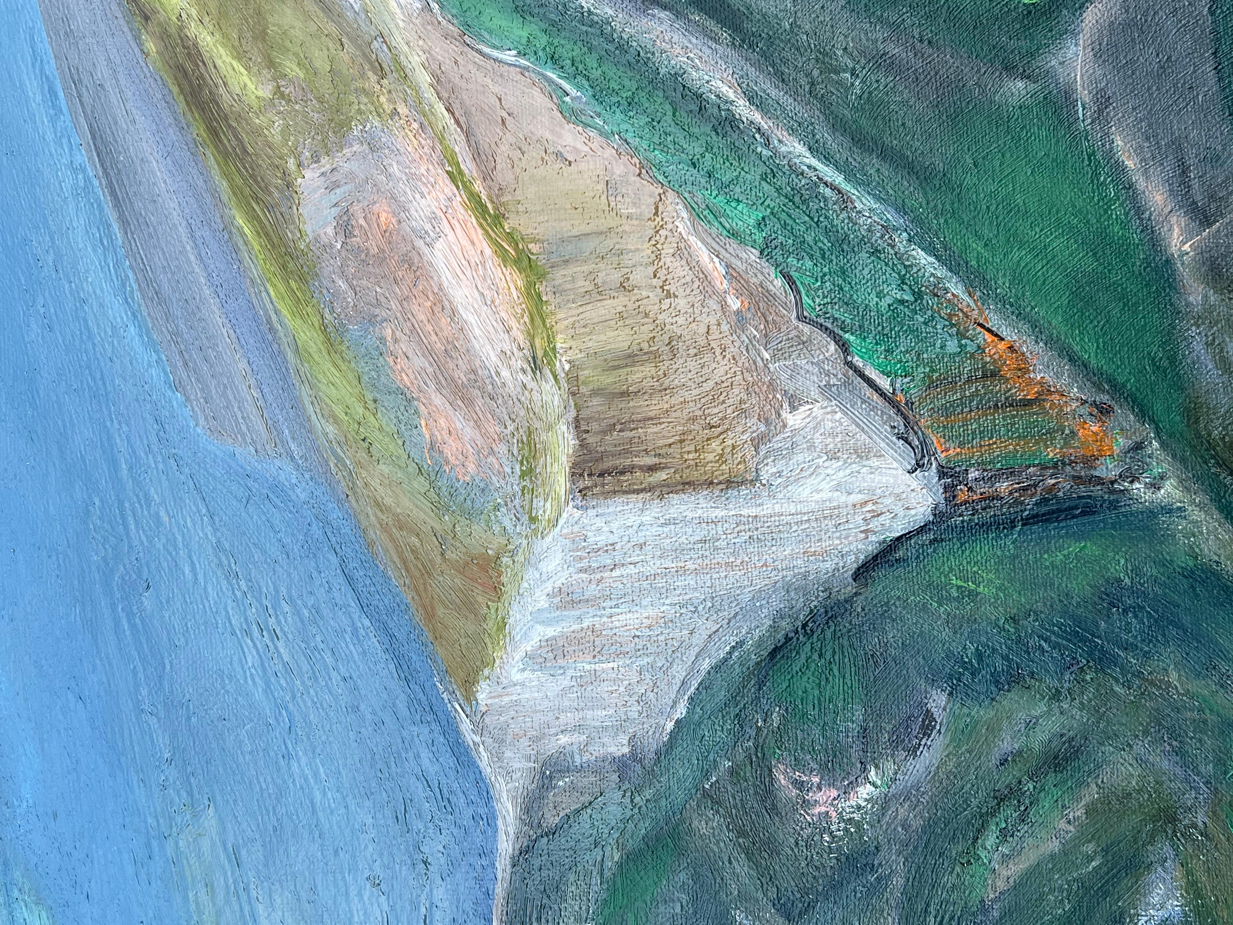 Pintura expresionista francesa de los años 80 Paisaje verde de colinas y valles ondulantes en venta 5