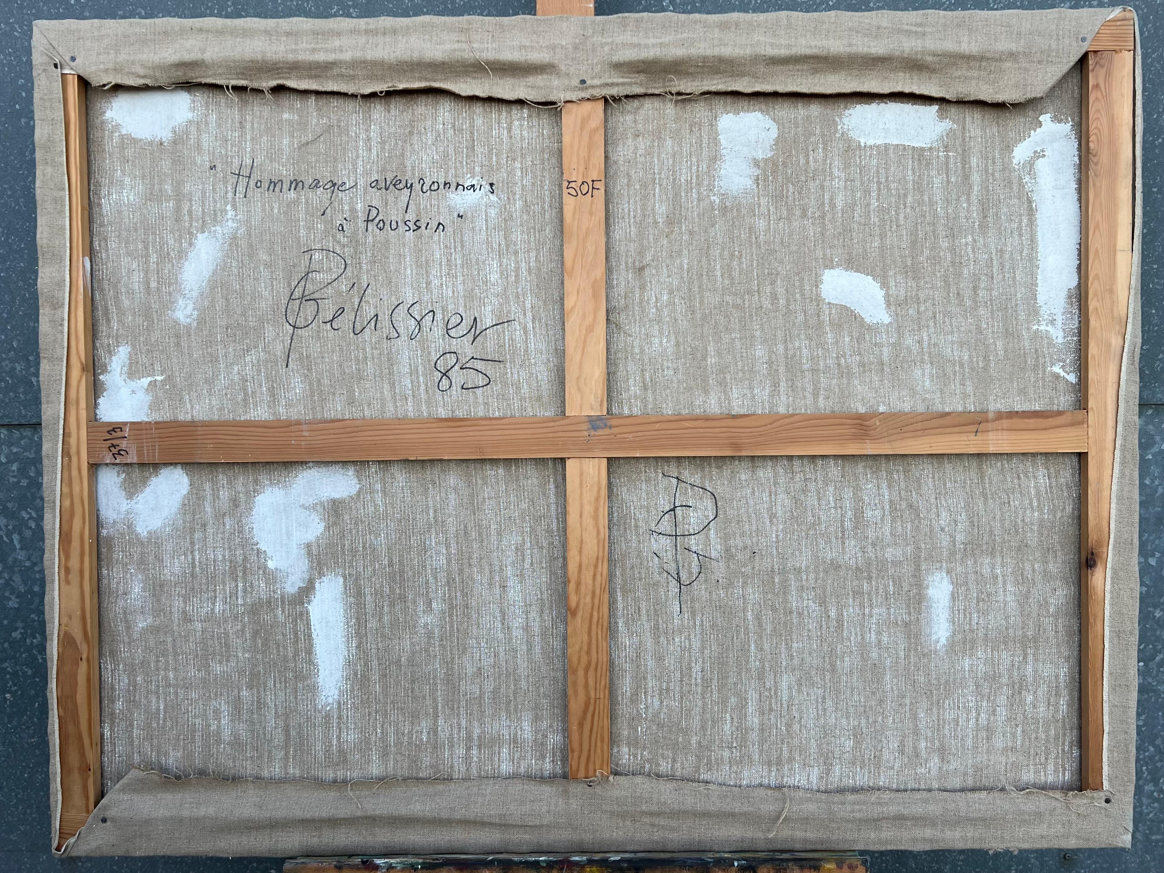 Pintura expresionista francesa de los años 80 Paisaje verde de colinas y valles ondulantes en venta 7