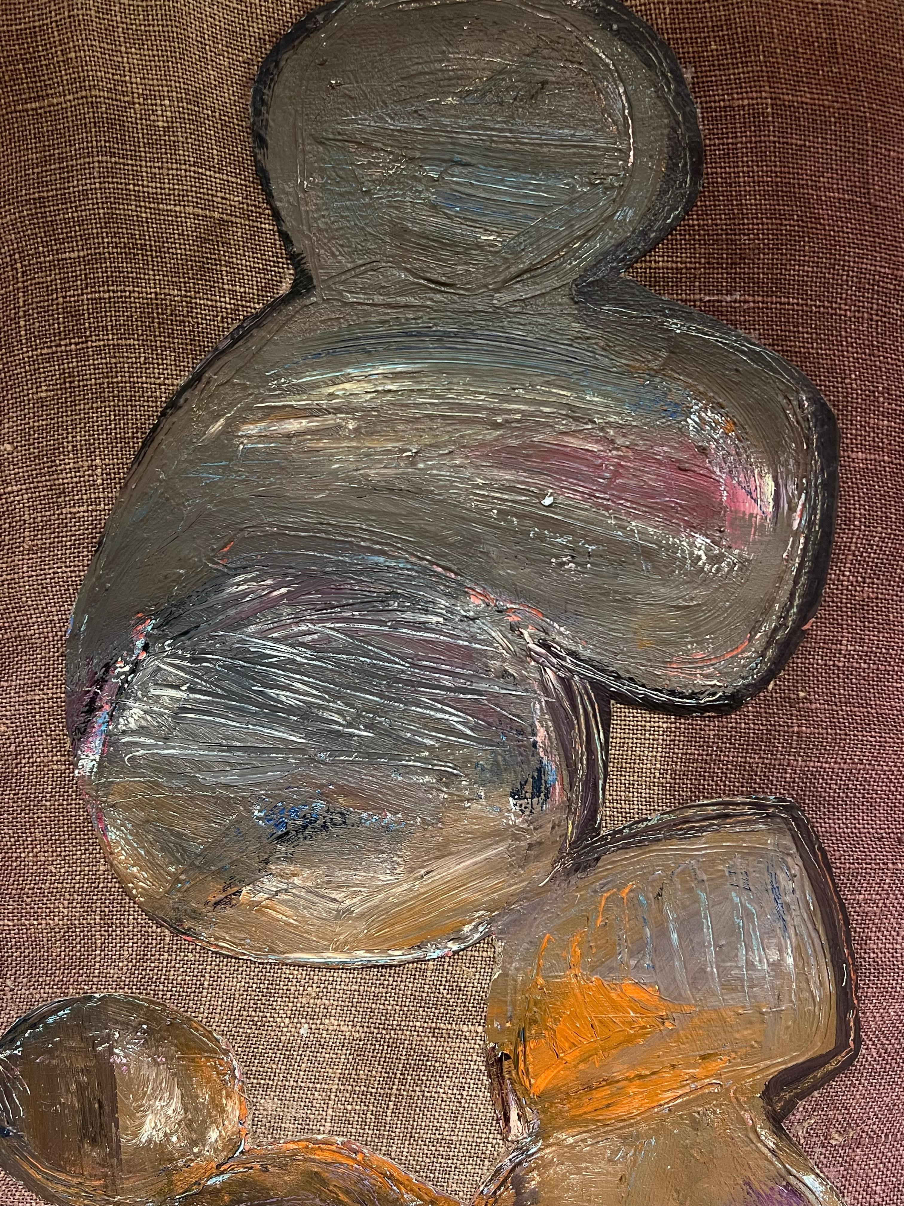 Ball astratte con sottili toni della terra Pittura francese del XX secolo in vendita 2