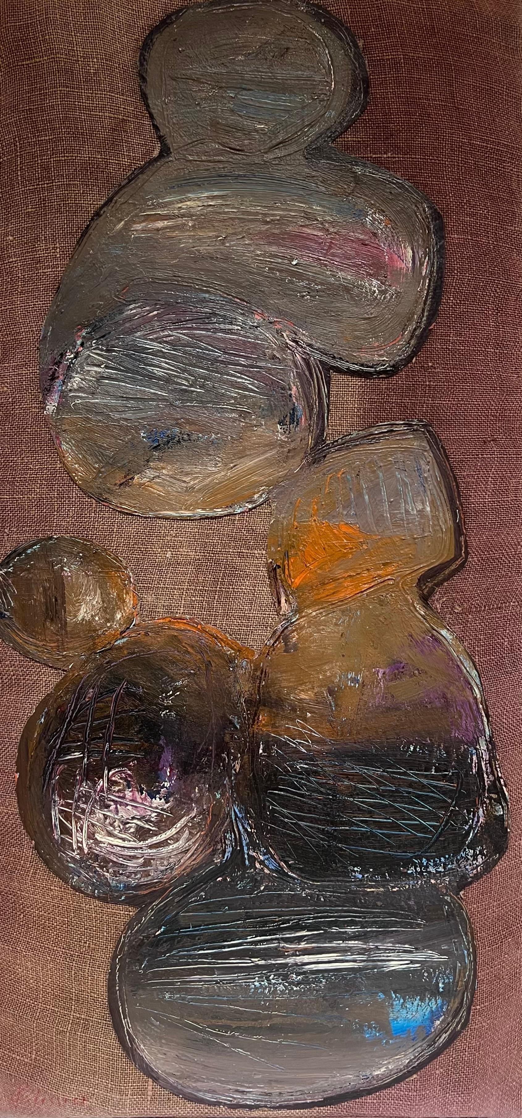 Ball astratte con sottili toni della terra Pittura francese del XX secolo in vendita 3