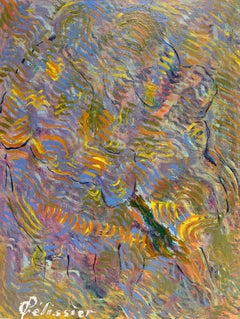 Abstract Expressionist Figure Study in Purple, Blue and Yellow Brushstrokes