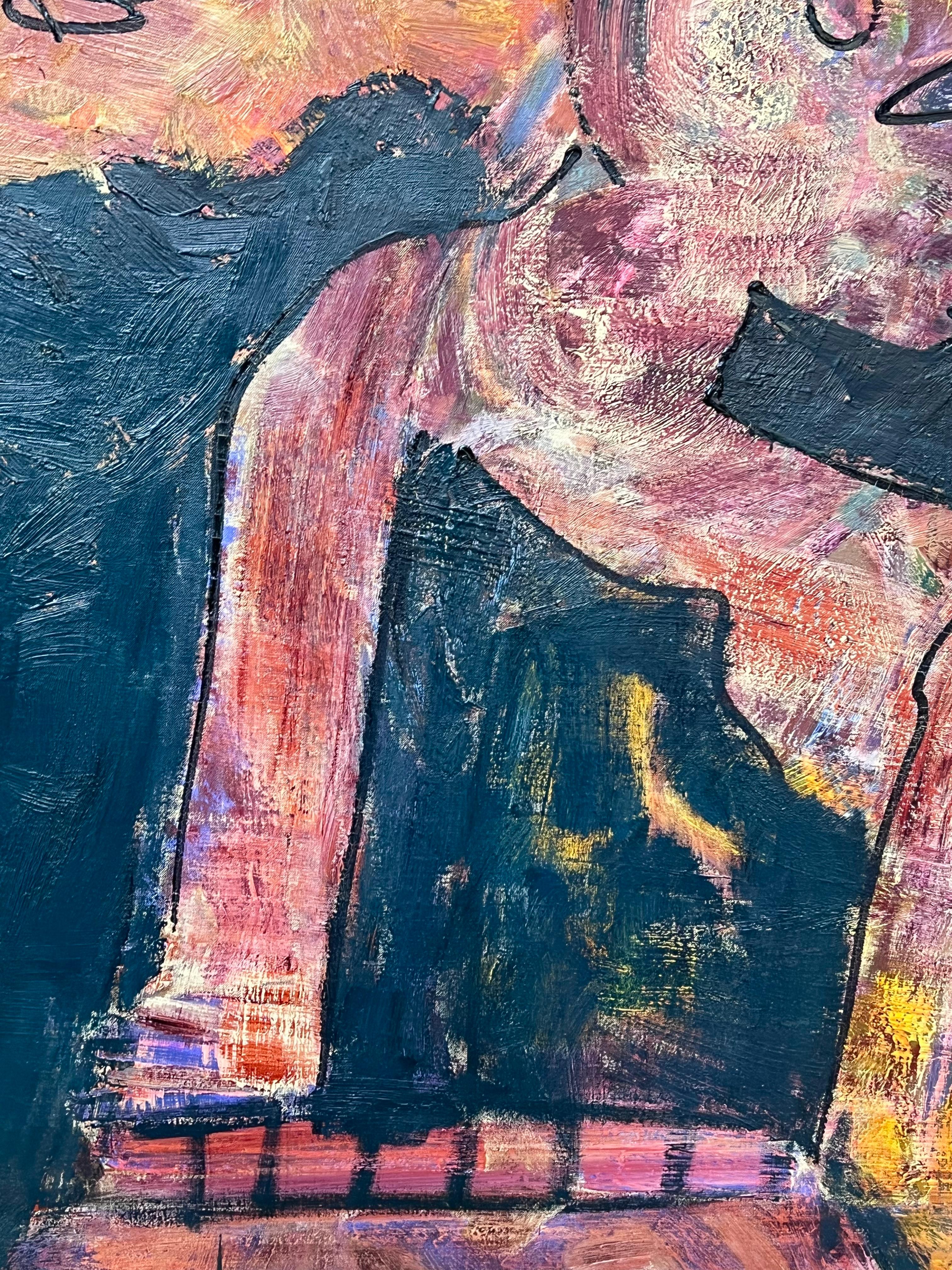 Figura astratta in posa su sfondo marino Pittura francese del XX secolo in vendita 5