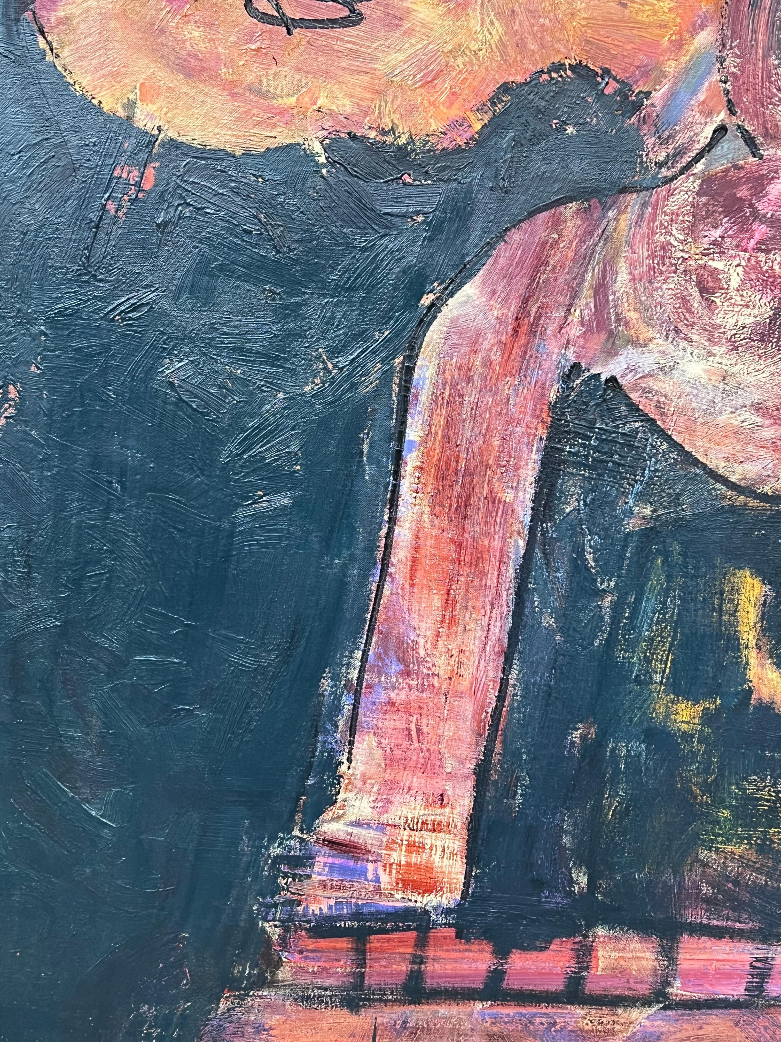 Figura astratta in posa su sfondo marino Pittura francese del XX secolo in vendita 2