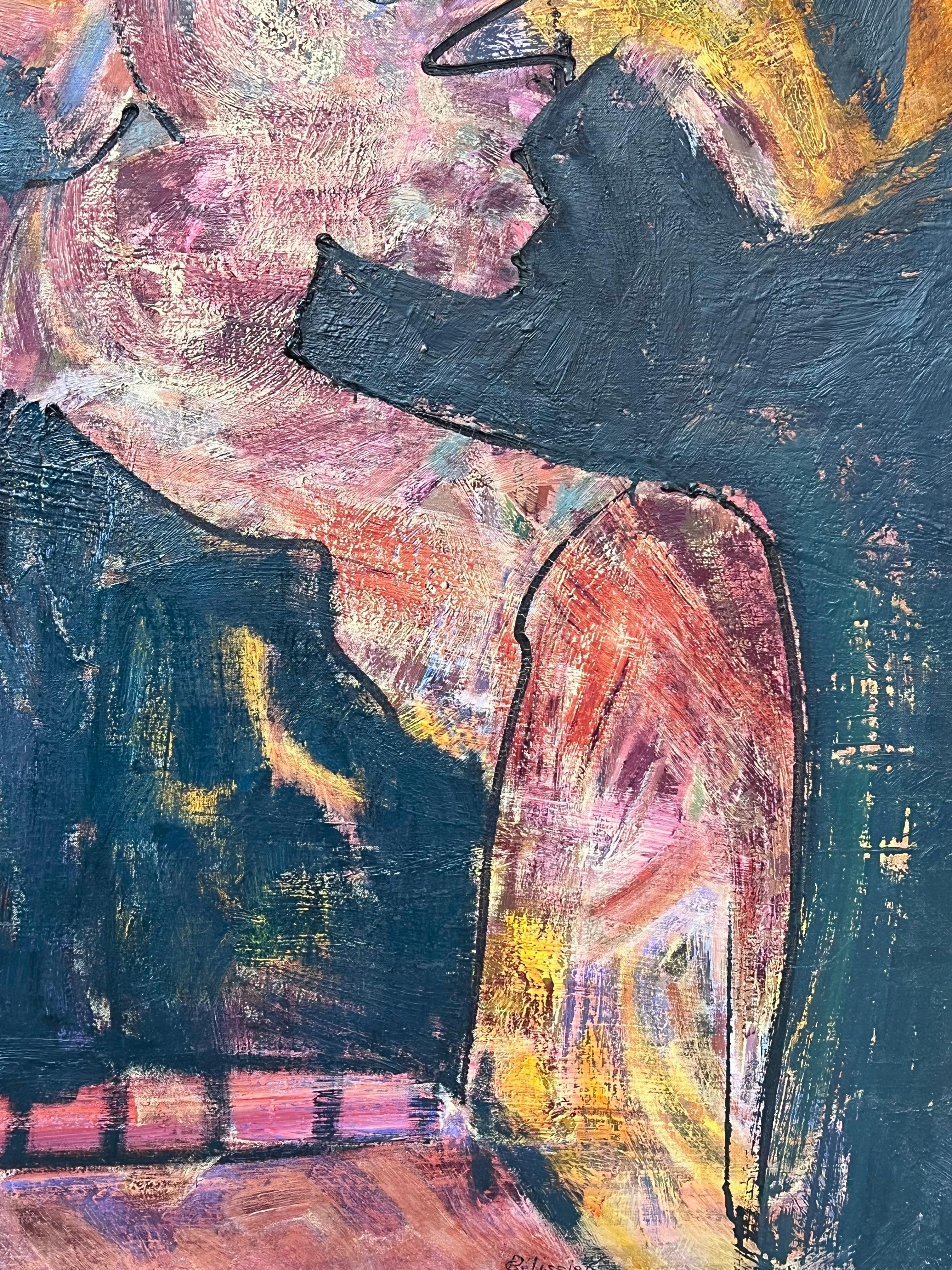 Figura astratta in posa su sfondo marino Pittura francese del XX secolo in vendita 3
