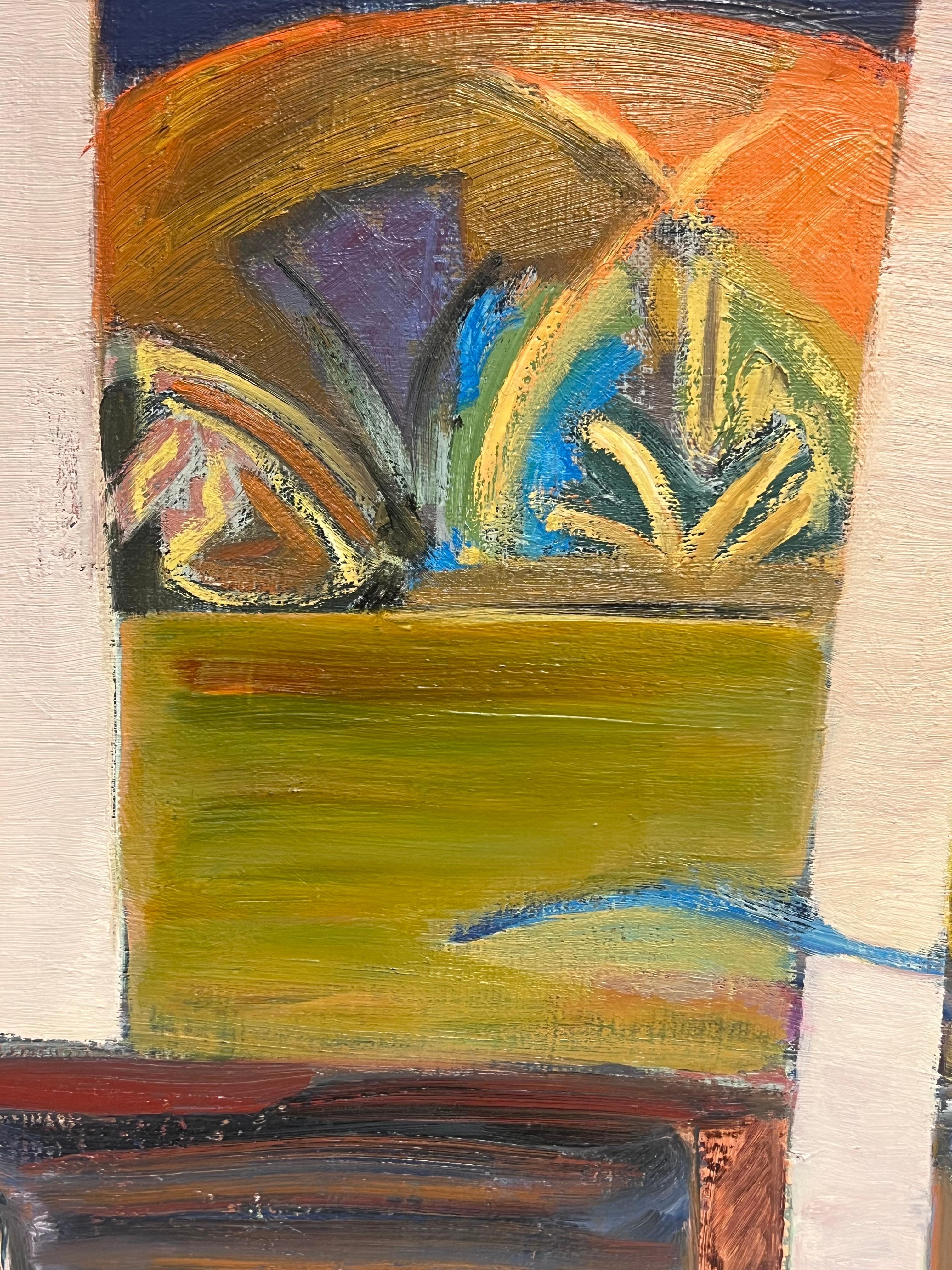 Bold Lines und organische Formen in einem lebhaften abstrakten französischen Gemälde des 20. Jahrhunderts (Abstrakter Expressionismus), Painting, von Gilbert Pelissier