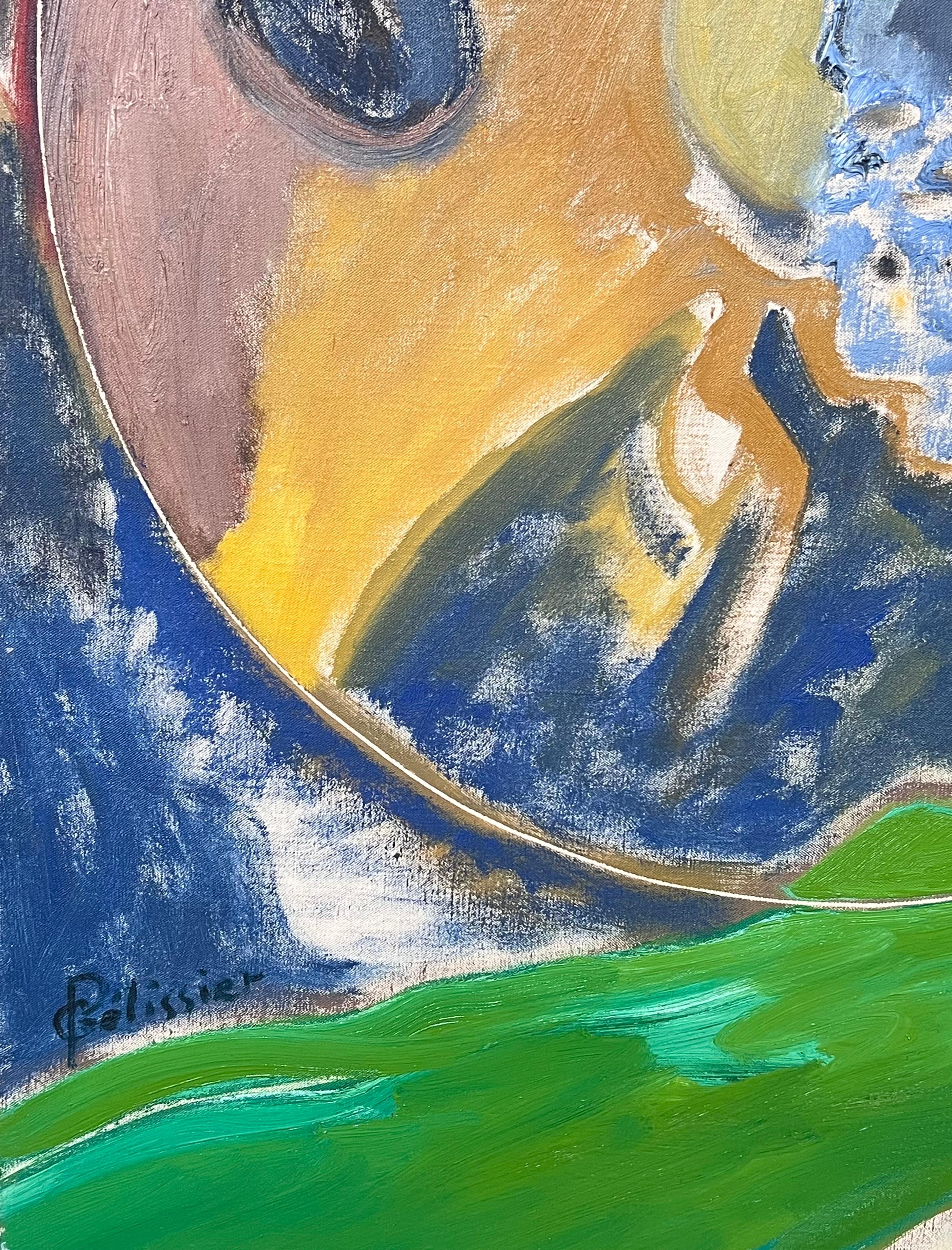 Quadro astratto francese del XX secolo con cerchi luminosi e colorati che si sovrappongono in vendita 1