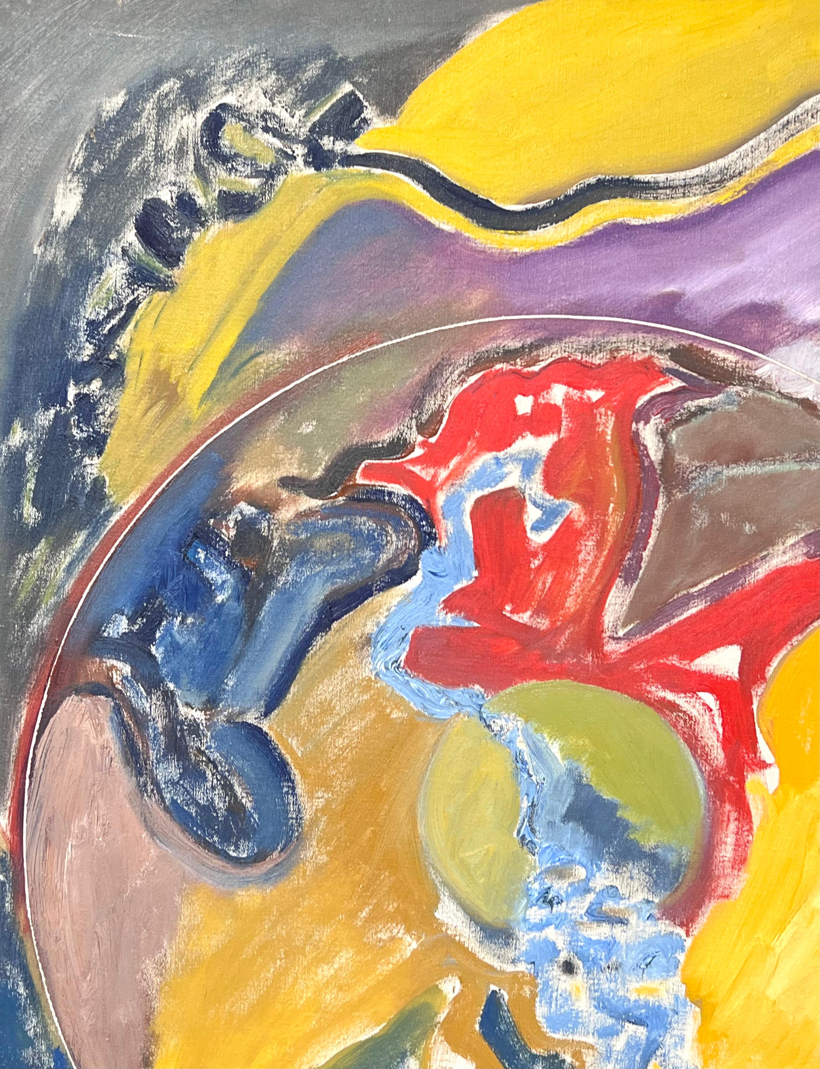 Quadro astratto francese del XX secolo con cerchi luminosi e colorati che si sovrappongono in vendita 2