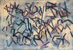 Dynamic Strokes and Vibrant Blue Colors Abstract French 20th Century Painting