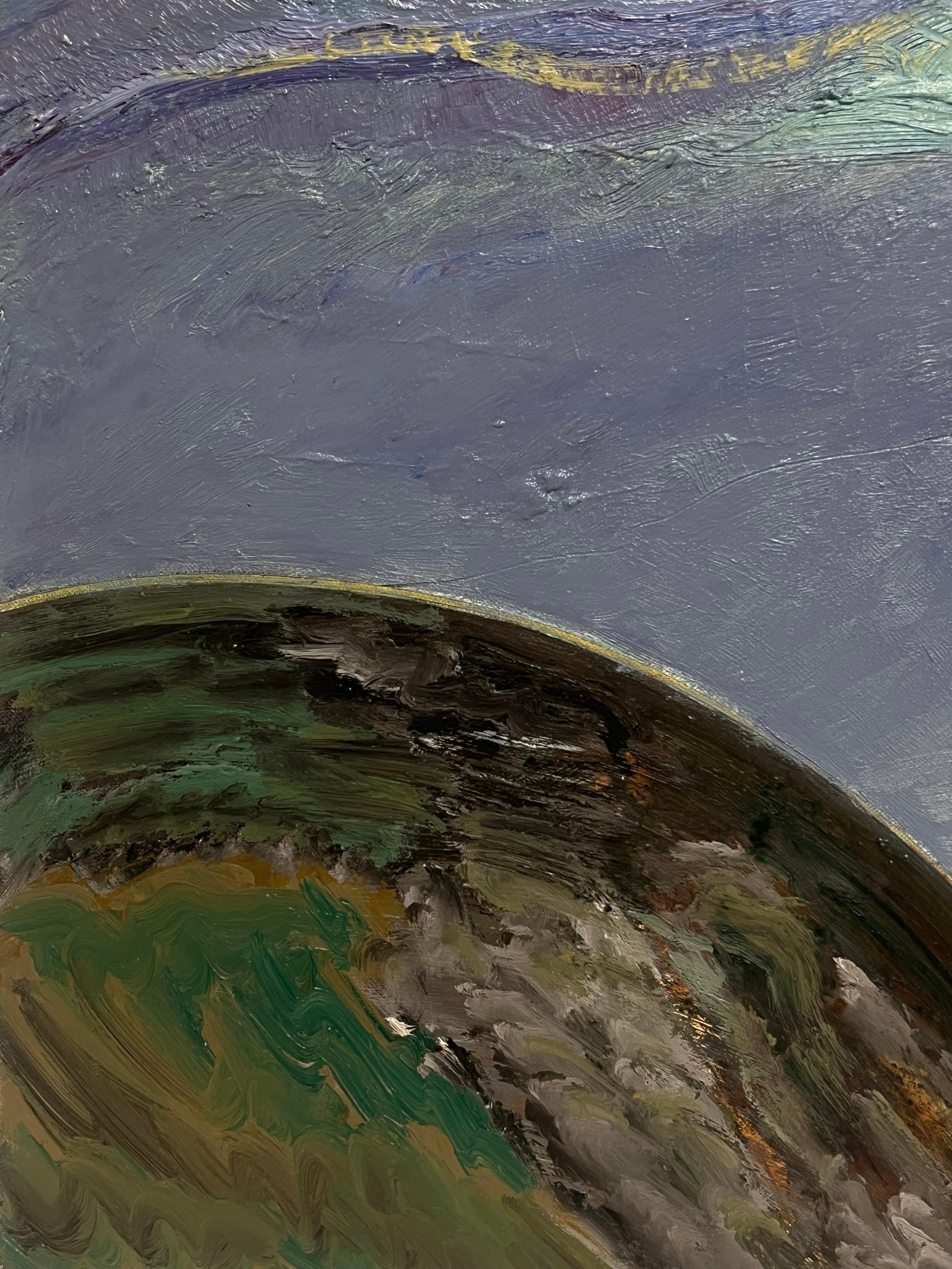 Earthly Curves Meet a Radiant Sun on the Horizon, Französisches Gemälde des 20. Jahrhunderts (Abstrakter Expressionismus), Painting, von Gilbert Pelissier