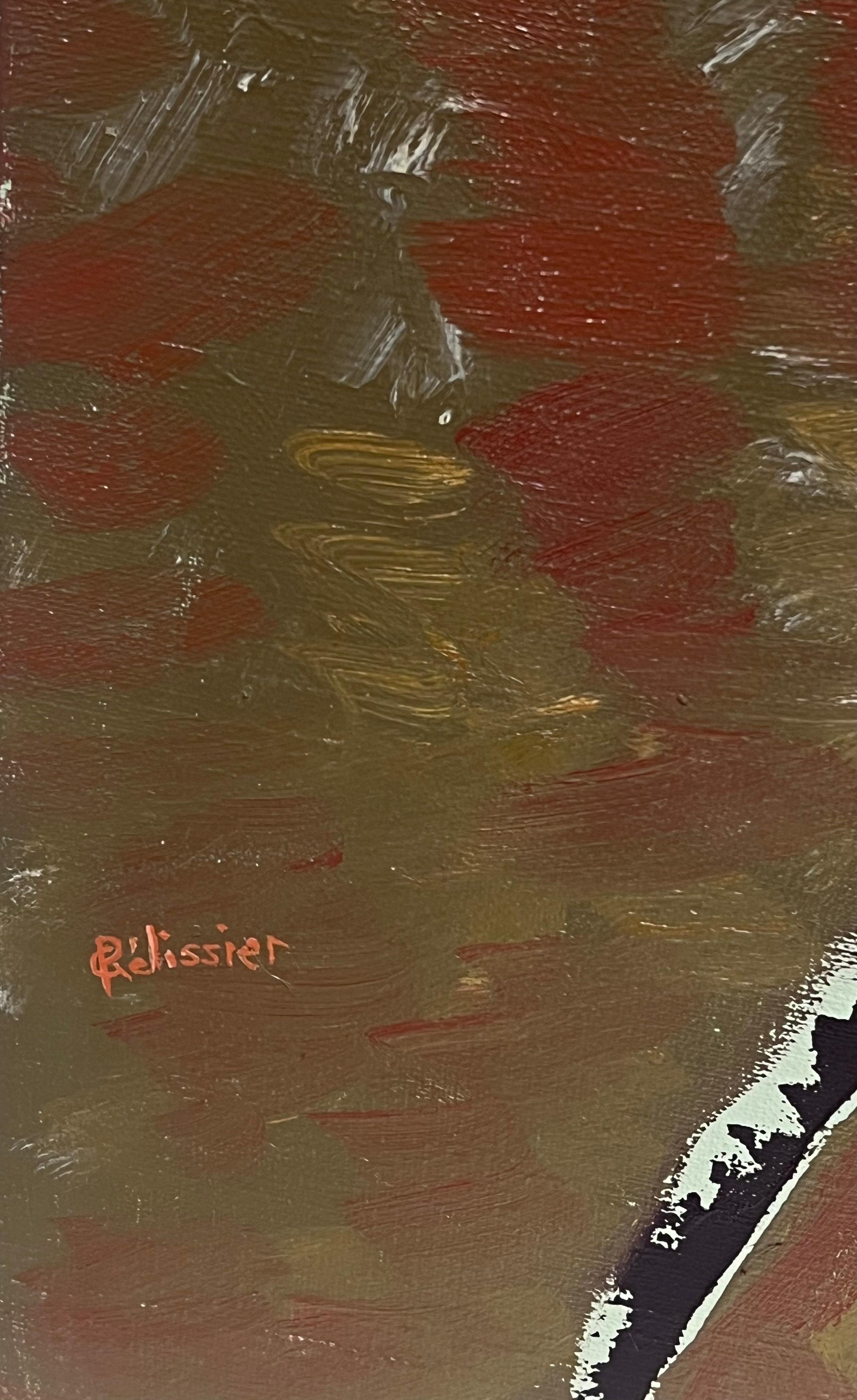 Pittura astratta del XX secolo francese dai toni scuri e marroni della terra - Painting Espressionismo astratto di Gilbert Pelissier