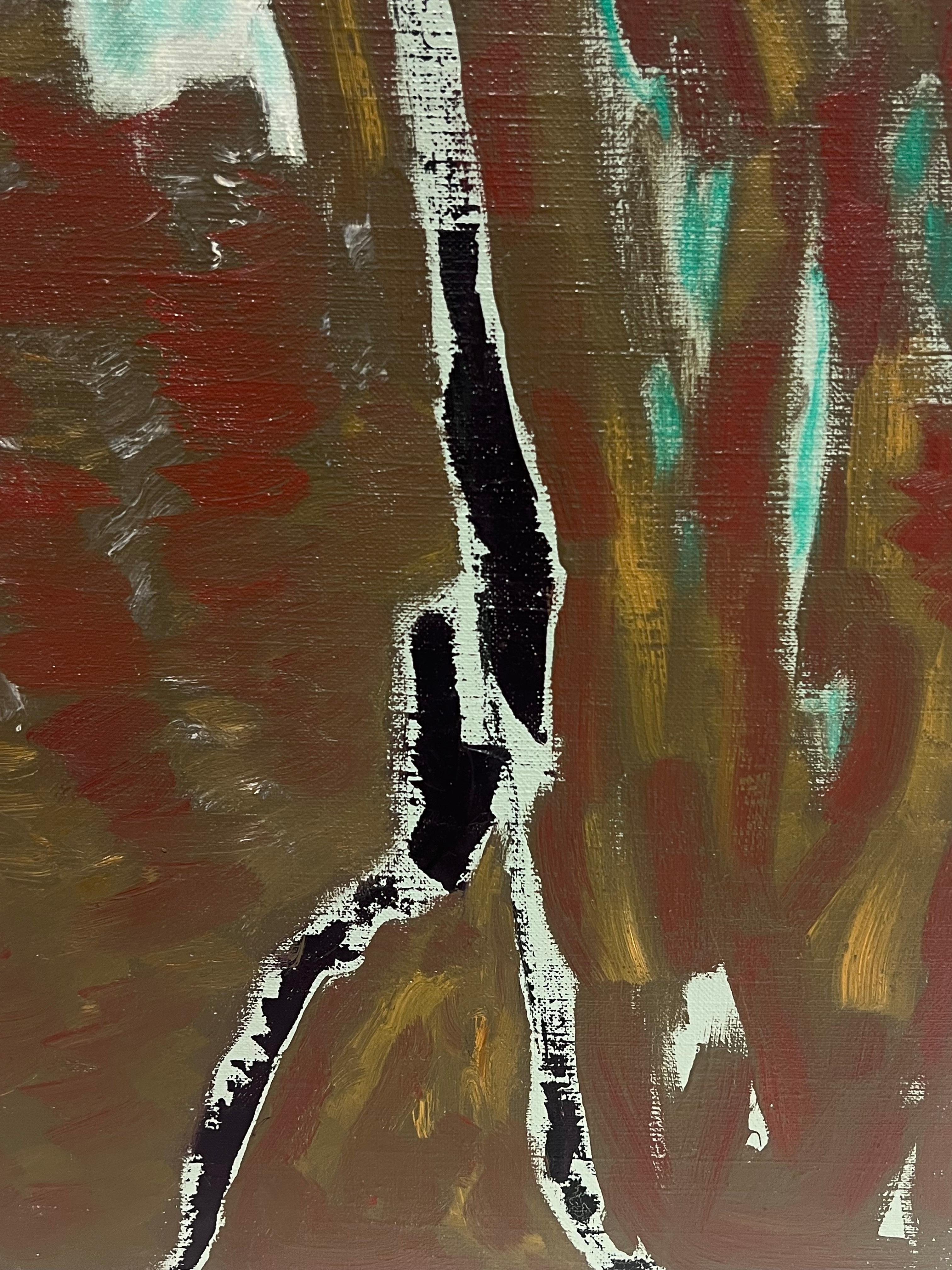 Pittura astratta del XX secolo francese dai toni scuri e marroni della terra - Abstract Painting Grigio di Gilbert Pelissier
