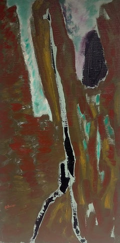 Earthy Brown and Dark Tone Abstract French 20th Century Painting