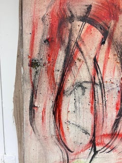 Expressionist Red and Black Abstract French 20th Century Painting