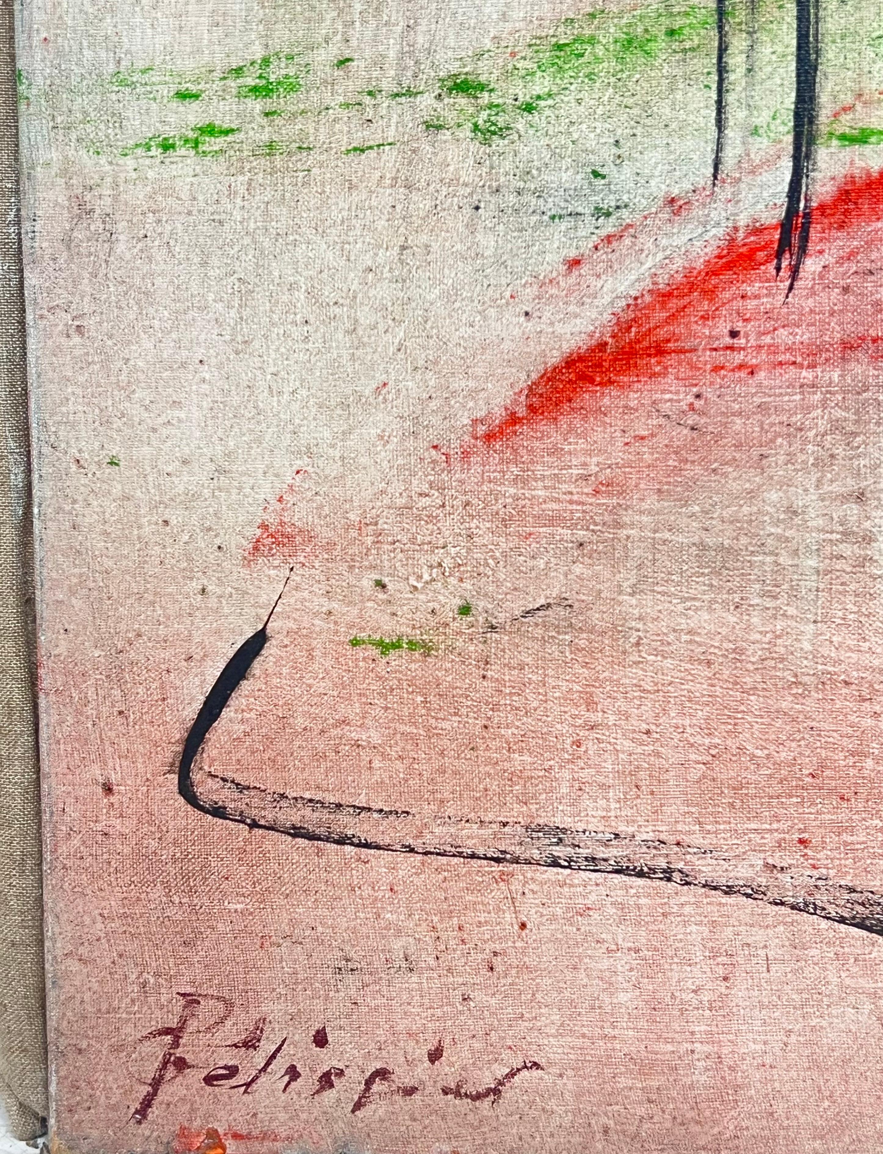 Expressionistisches rot-schwarzes abstraktes französisches Gemälde des 20. Jahrhunderts im Angebot 3