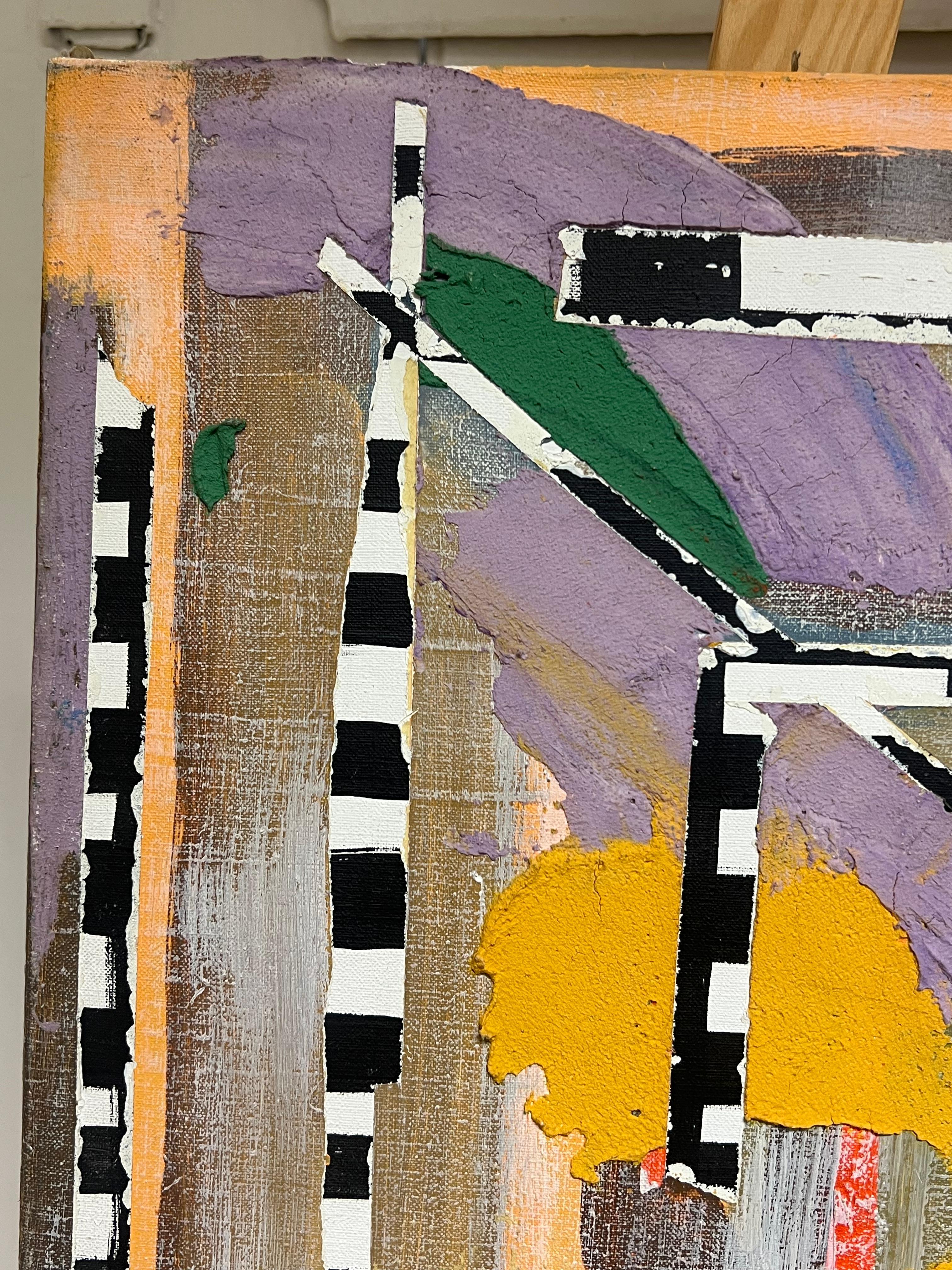 Composizione espressionista astratta
di Gilbert Pelissier (francese, nato nel 1924)
firmato e datato 73'
pittura ad olio con altri mezzi su tela, senza cornice
dimensioni della tela: 20 x 24 pollici
condizioni: complessivamente molto buone, alcuni