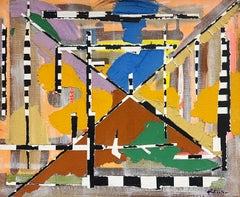 Pittura astratta francese degli anni '70 su tela, firmata e datata