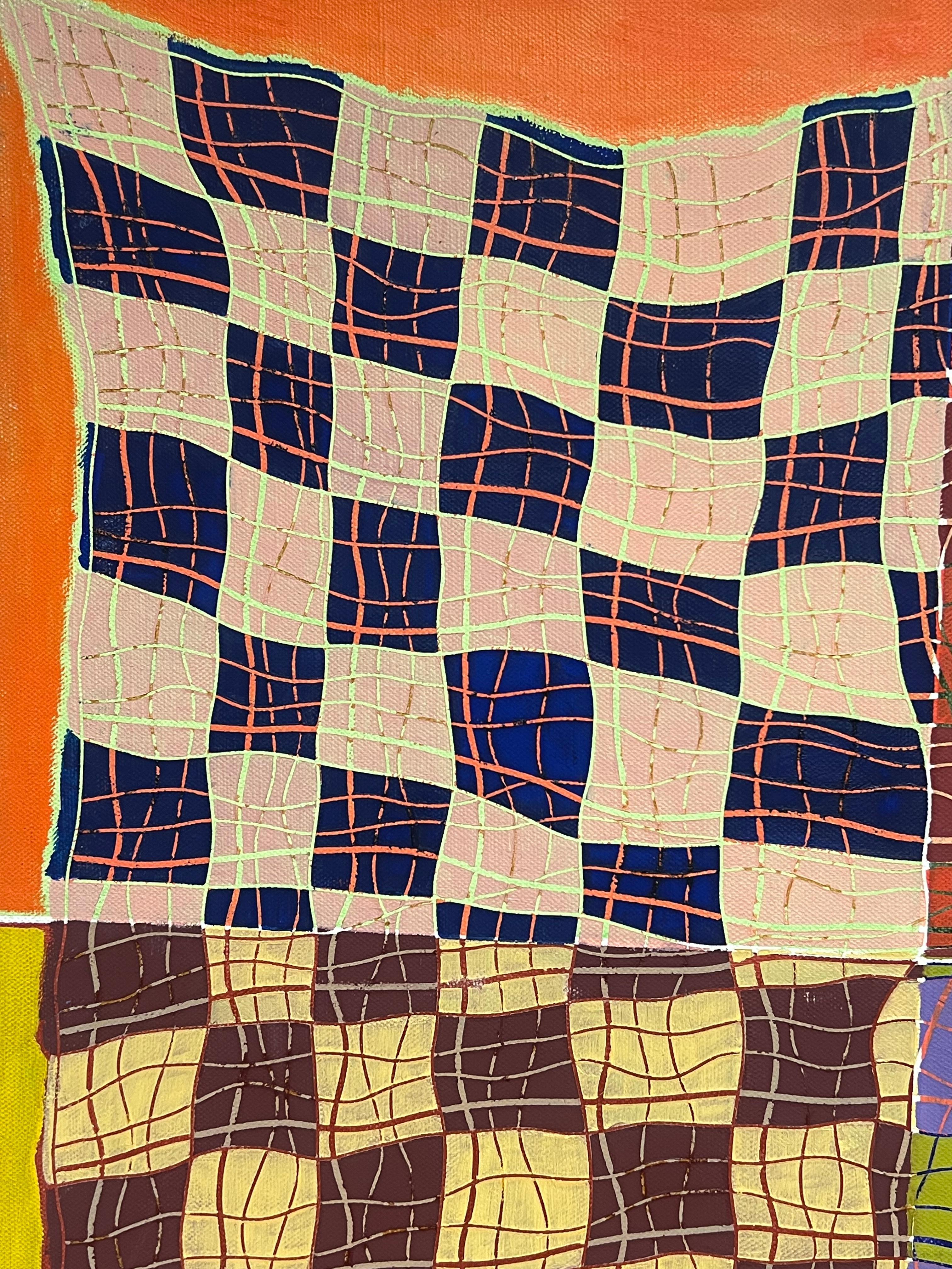 Quadri e forme geometriche astratte francesi degli anni '80 su tela firmate in vendita 2