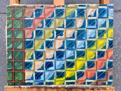 French 20th Century Abstract Bold Color Contrasts and Layered Grid Patterns