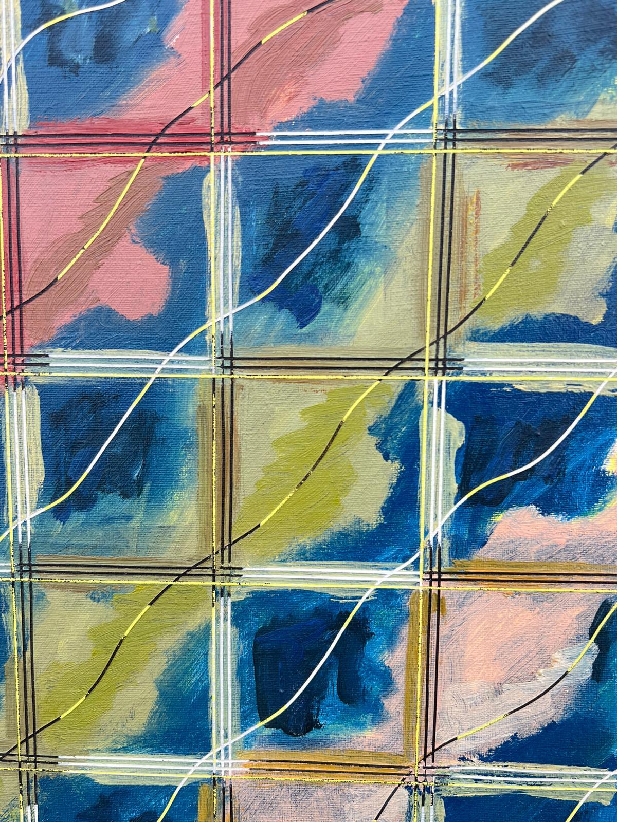 Astratto francese del 20° secolo: contrasti di colore audaci e motivi a griglia stratificati - Painting Espressionismo astratto di Gilbert Pelissier