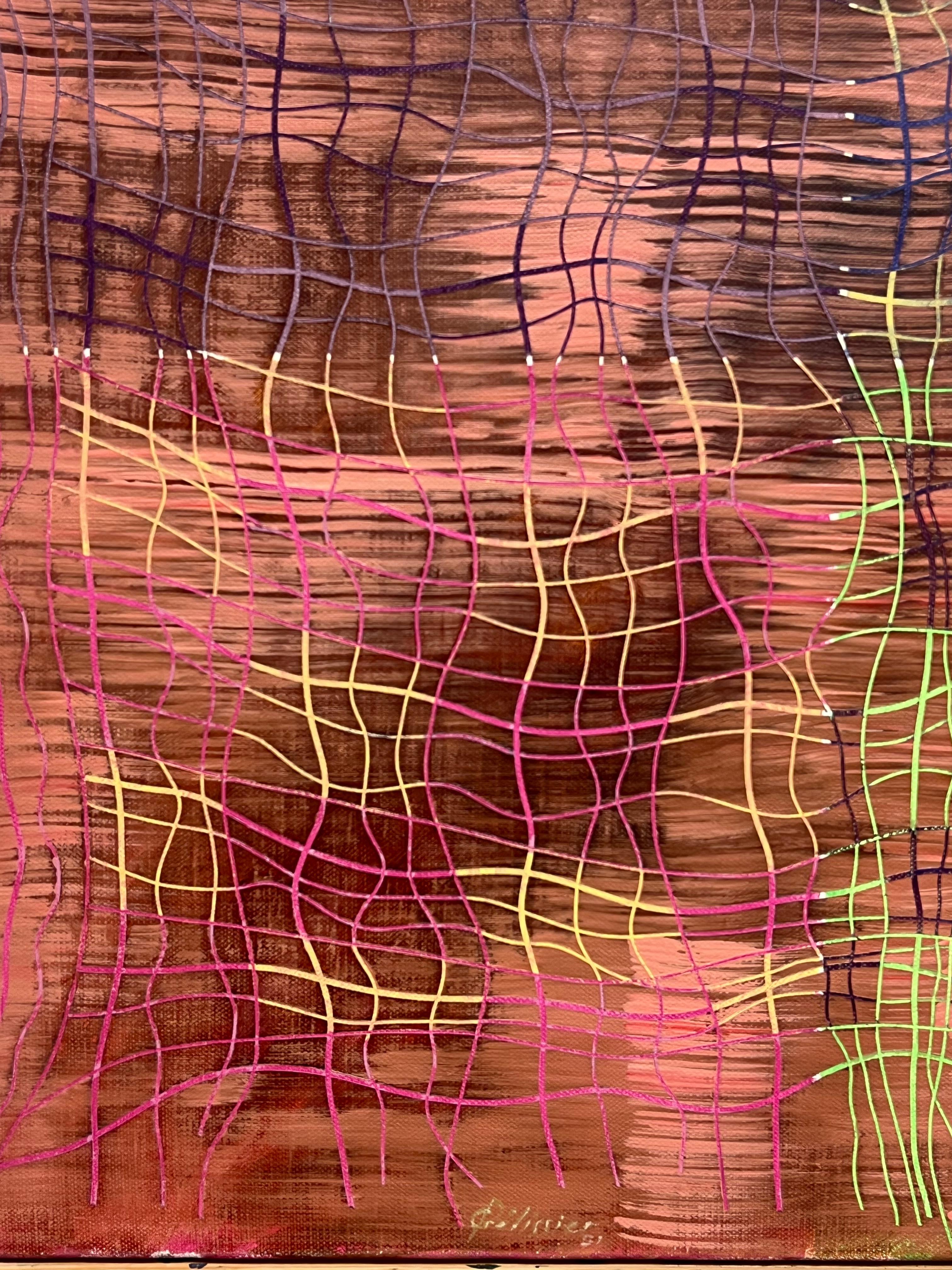 Pittura a olio su tela con composizione astratta del XX secolo - Painting Espressionismo astratto di Gilbert Pelissier