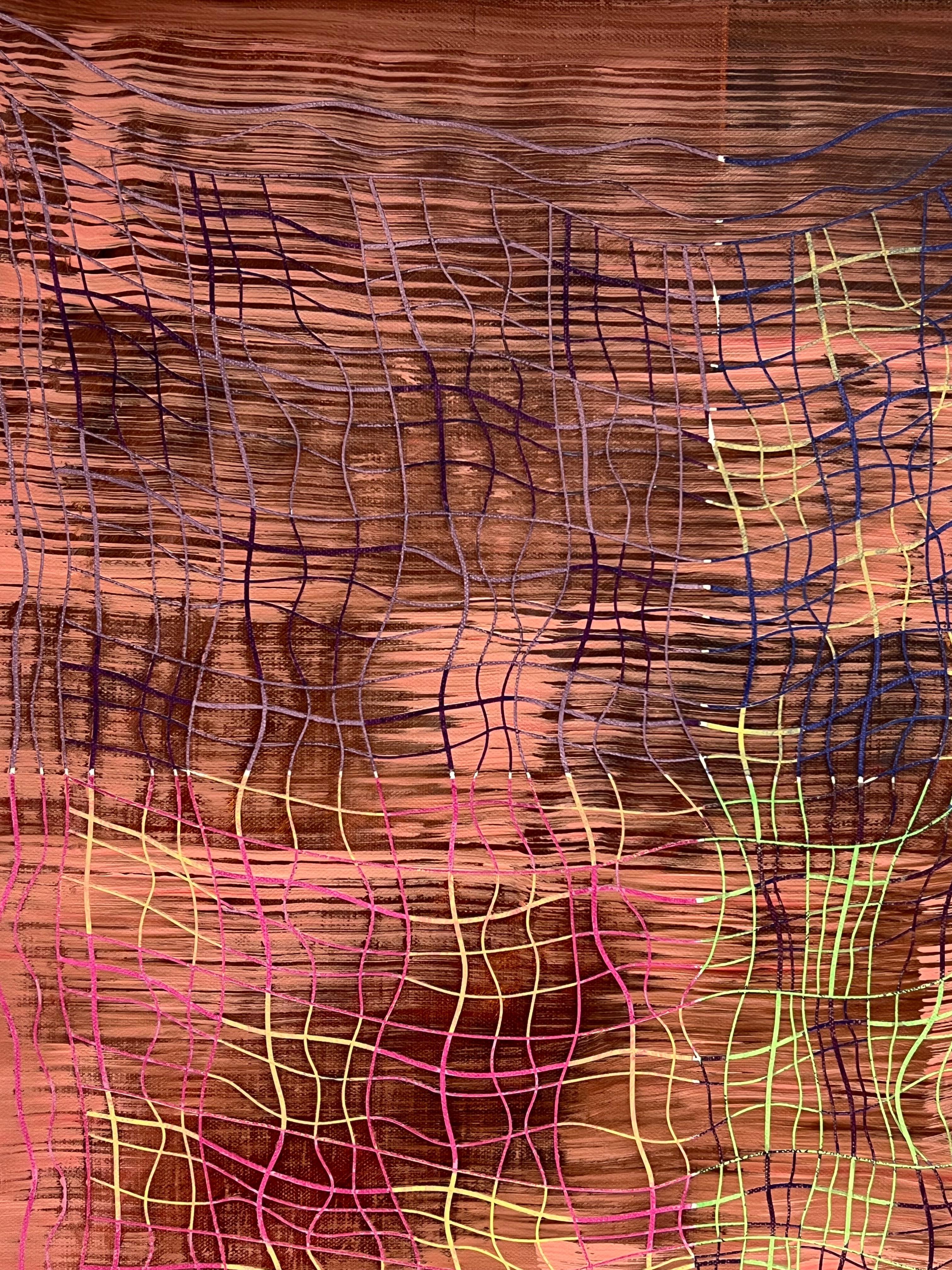 Pittura a olio su tela con composizione astratta del XX secolo - Abstract Painting Marrone di Gilbert Pelissier