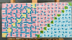 French 20th Century Abstract Geometric Pastel Grids and Contrasting Color Blocks