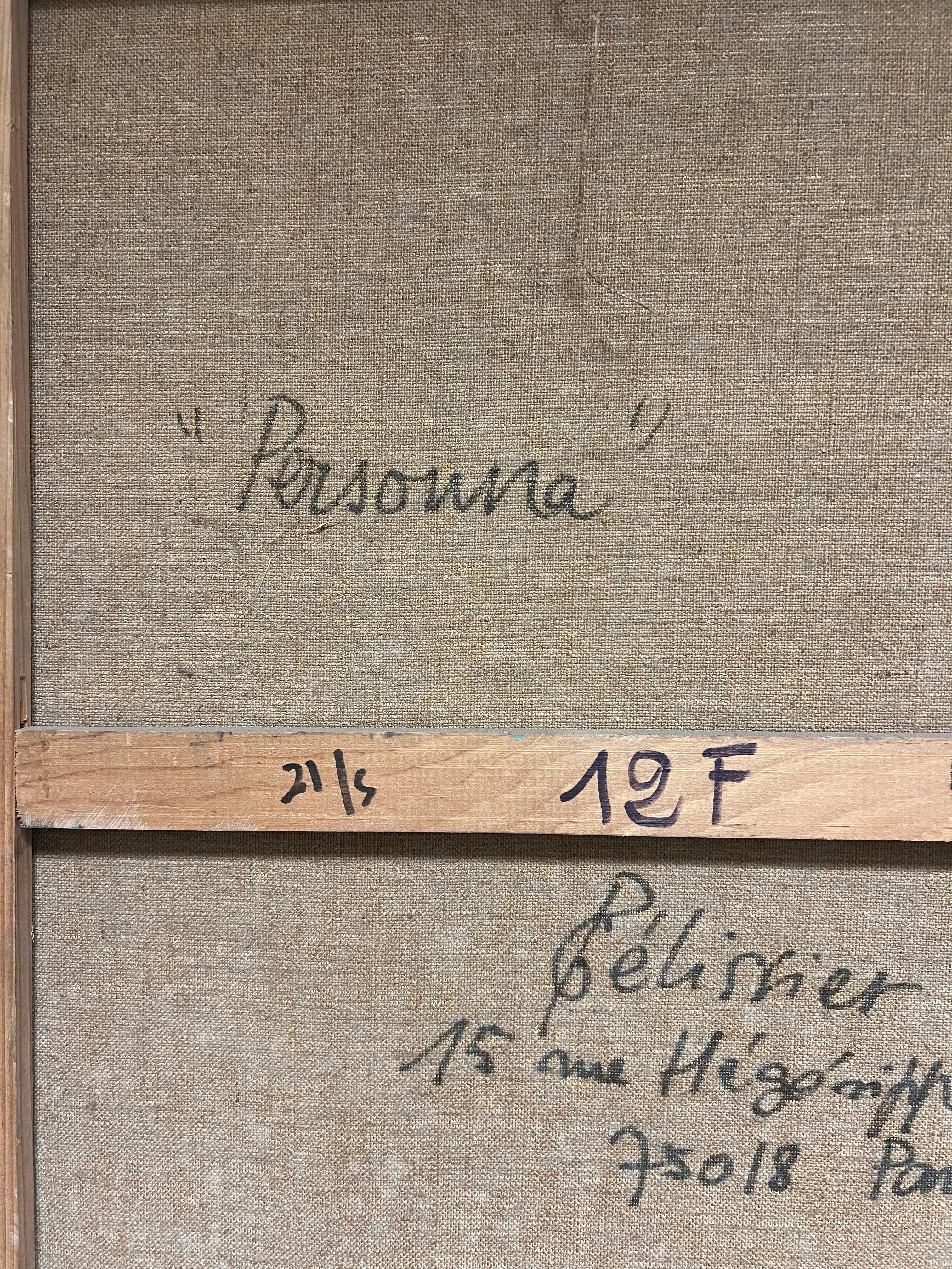 Quadro astratto di testa di figura del 20° secolo francese, dipinto a olio di grandi dimensioni su tela in vendita 7