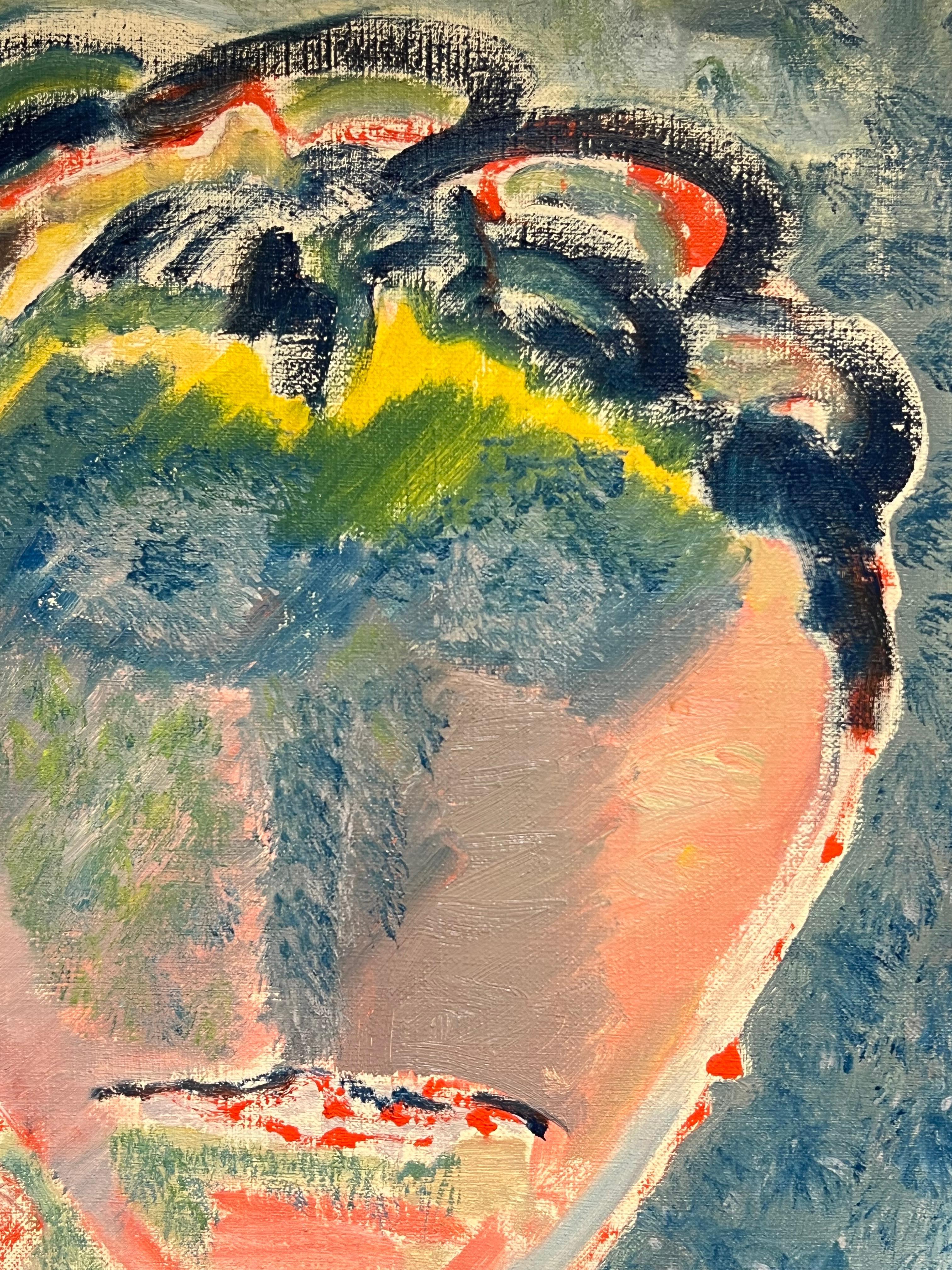 Quadro astratto di testa di figura del 20° secolo francese, dipinto a olio di grandi dimensioni su tela - Painting Espressionismo astratto di Gilbert Pelissier