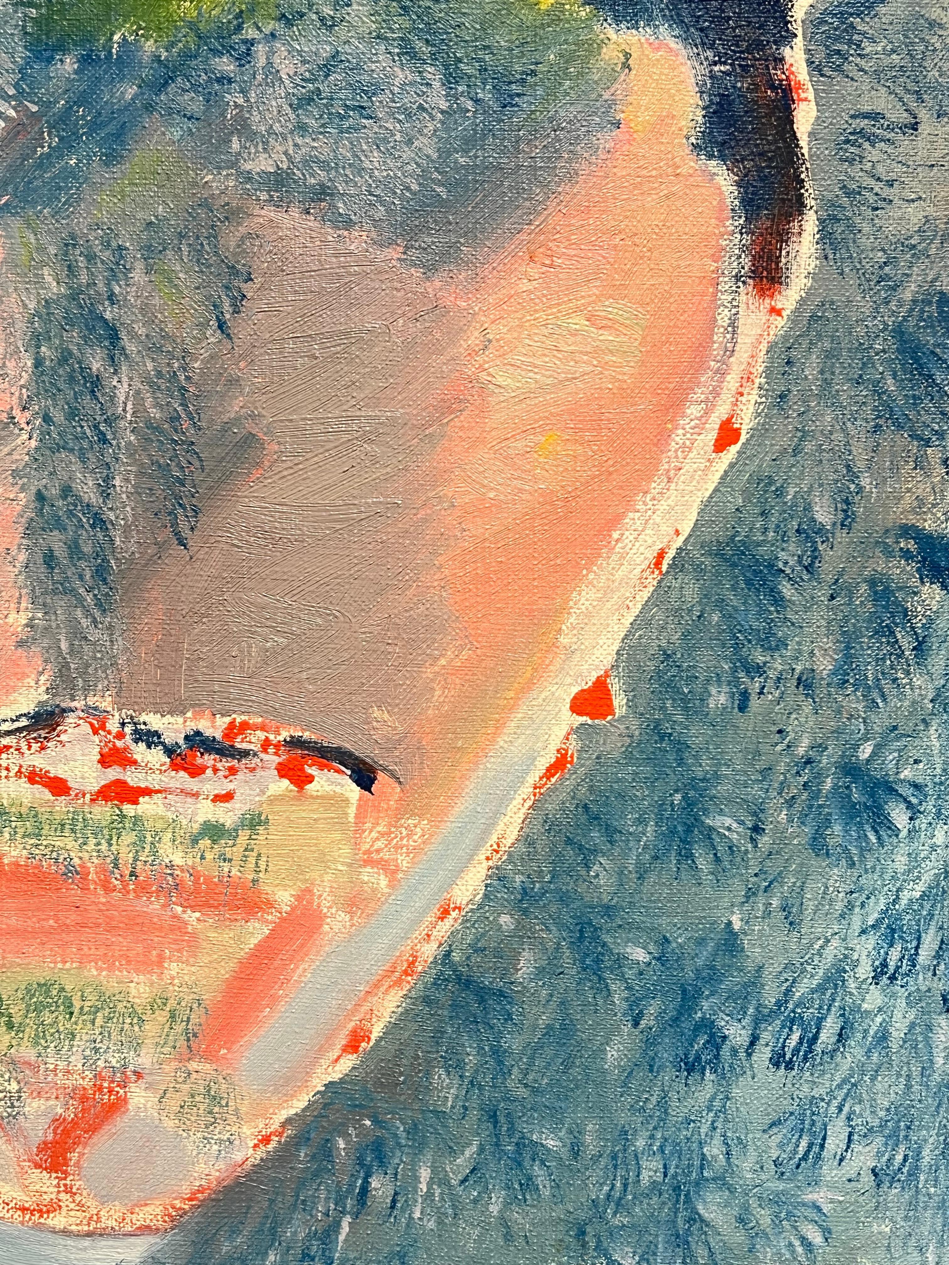 Quadro astratto di testa di figura del 20° secolo francese, dipinto a olio di grandi dimensioni su tela in vendita 1