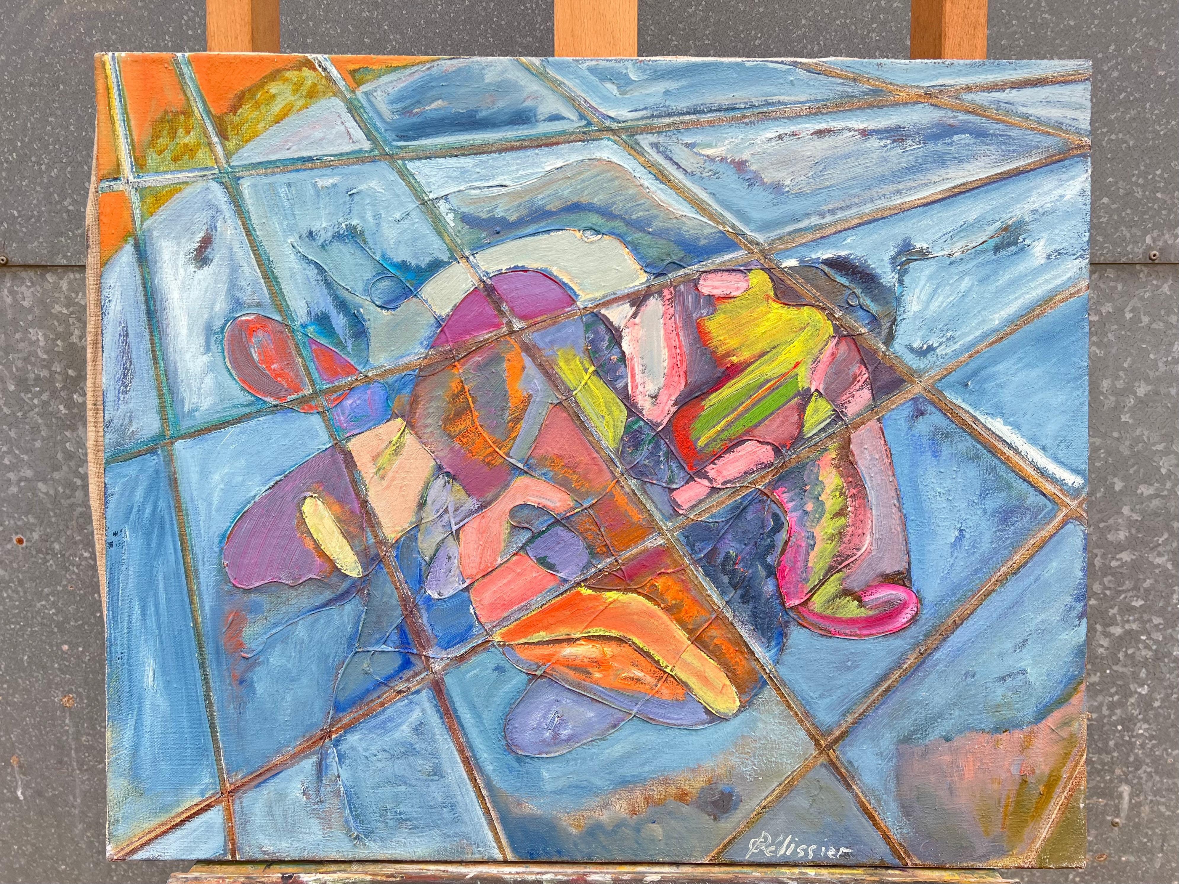 Quadro astratto del XX secolo su paesaggio piastrellato Vibrante - Painting Espressionismo astratto di Gilbert Pelissier