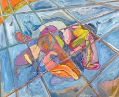 Quadro astratto del XX secolo su paesaggio piastrellato Vibrante