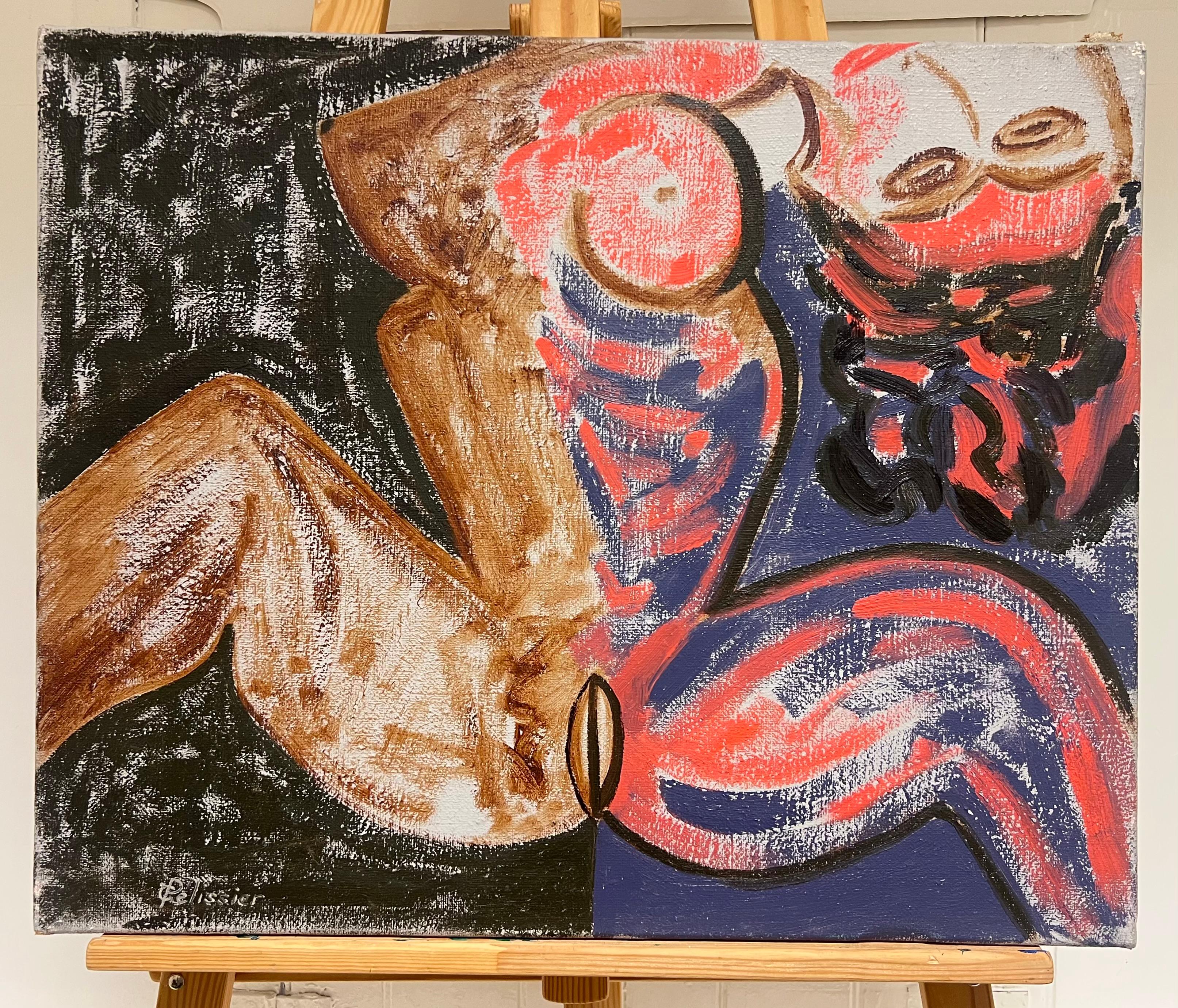French 20th Century Abstract Nude Portrait of Lady Picasso Style Work & Period - Painting by Gilbert Pelissier