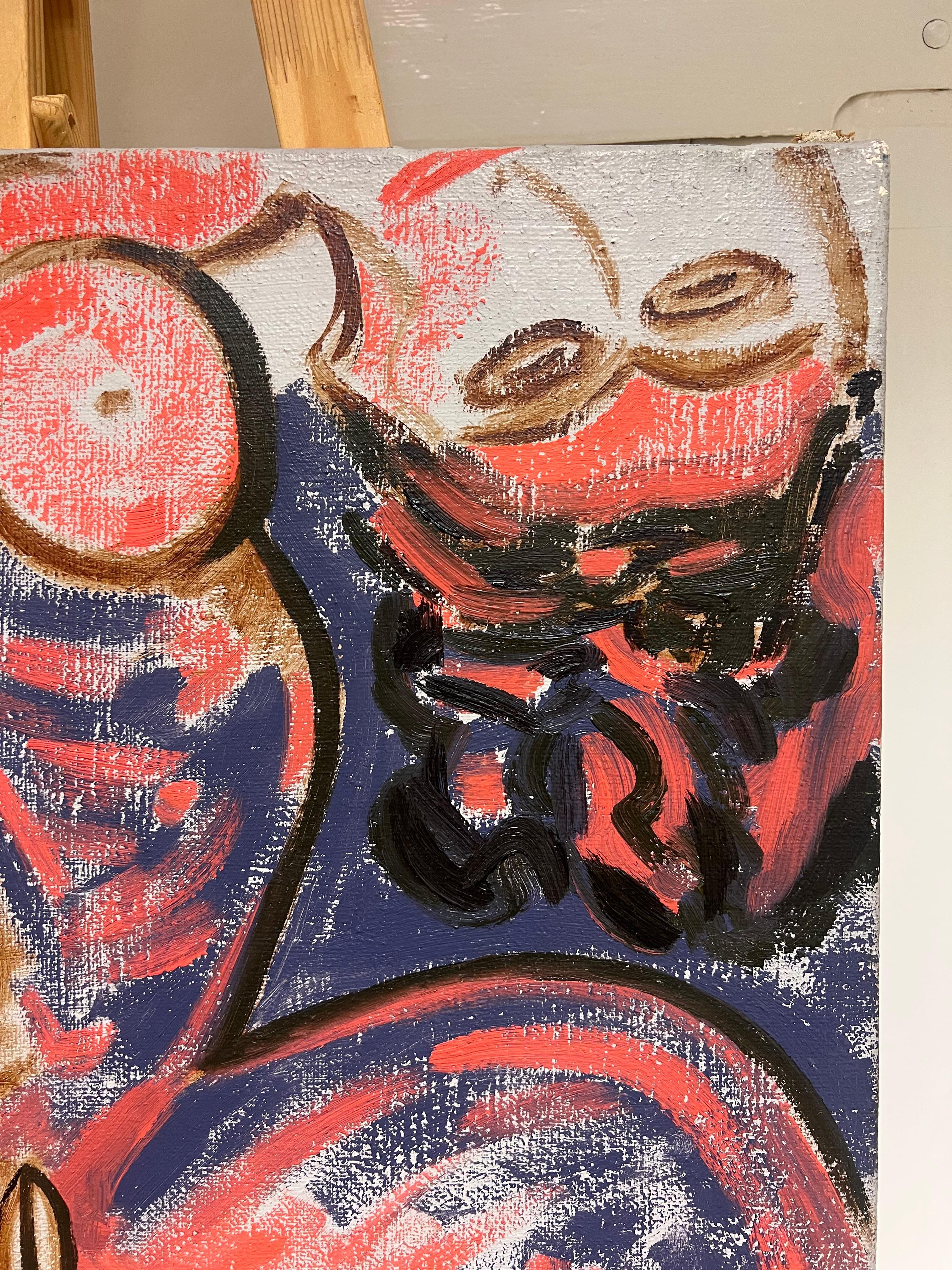 French 20th Century Abstract Nude Portrait of Lady Picasso Style Work & Period - Abstract Expressionist Painting by Gilbert Pelissier