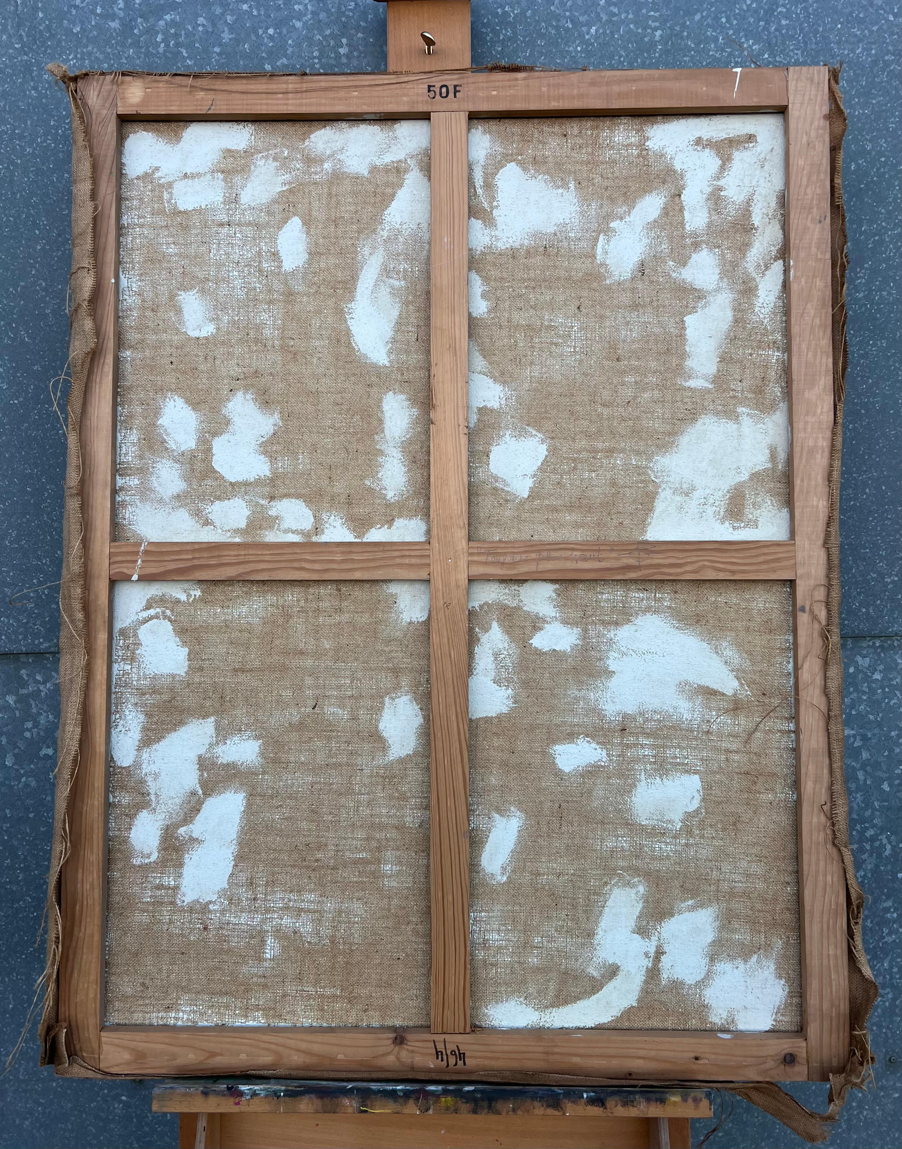 Pittura astratta francese del XX secolo Paesaggio marino con sussurri grigi di tonalità tenui in vendita 4