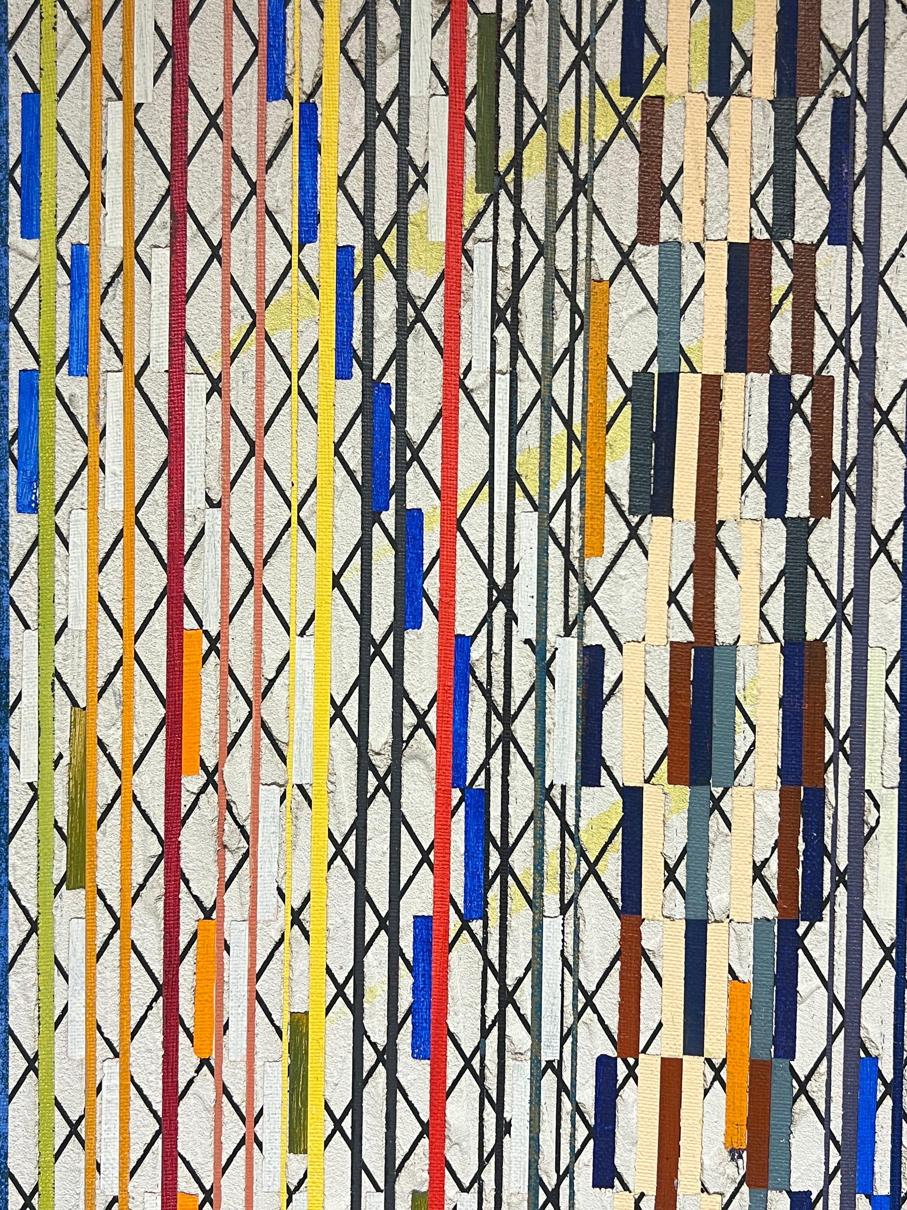 French 20th Century Geometric Abstract with Intersecting Lines and Bold Colors For Sale 1