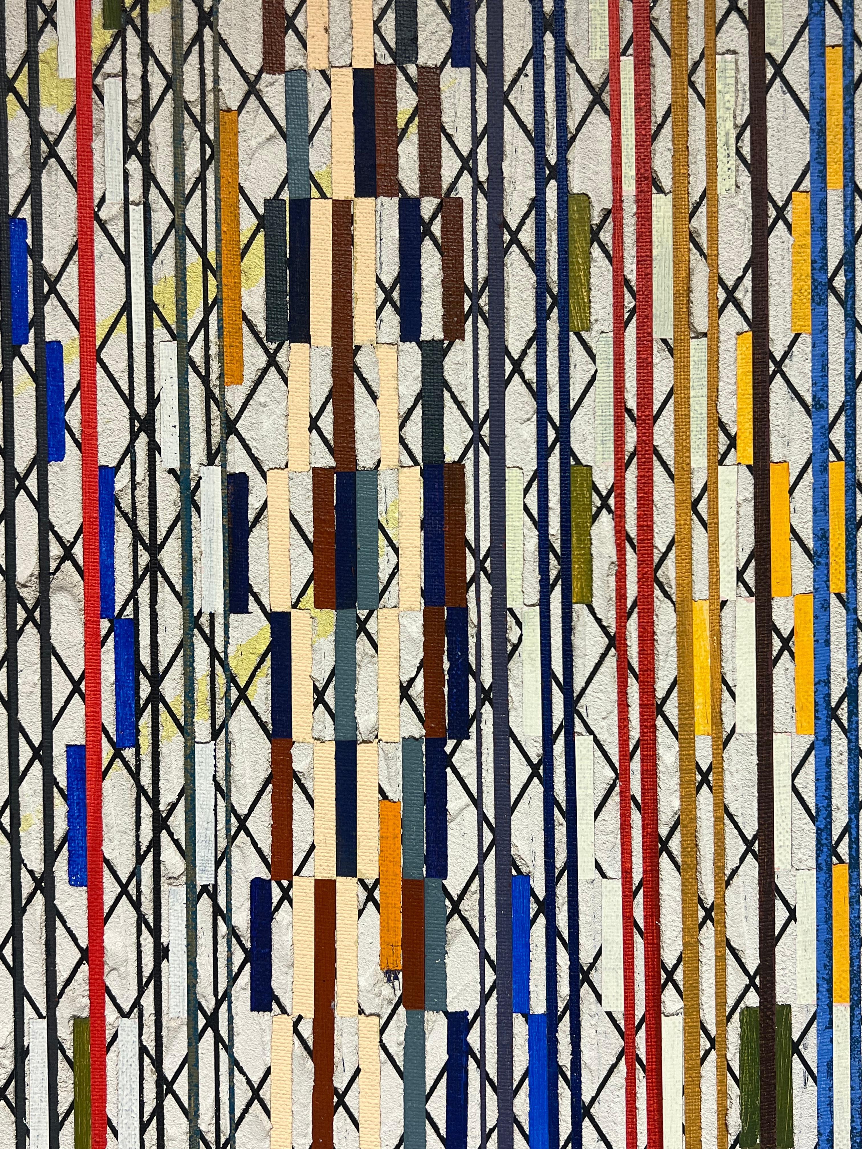 French 20th Century Geometric Abstract with Intersecting Lines and Bold Colors For Sale 2