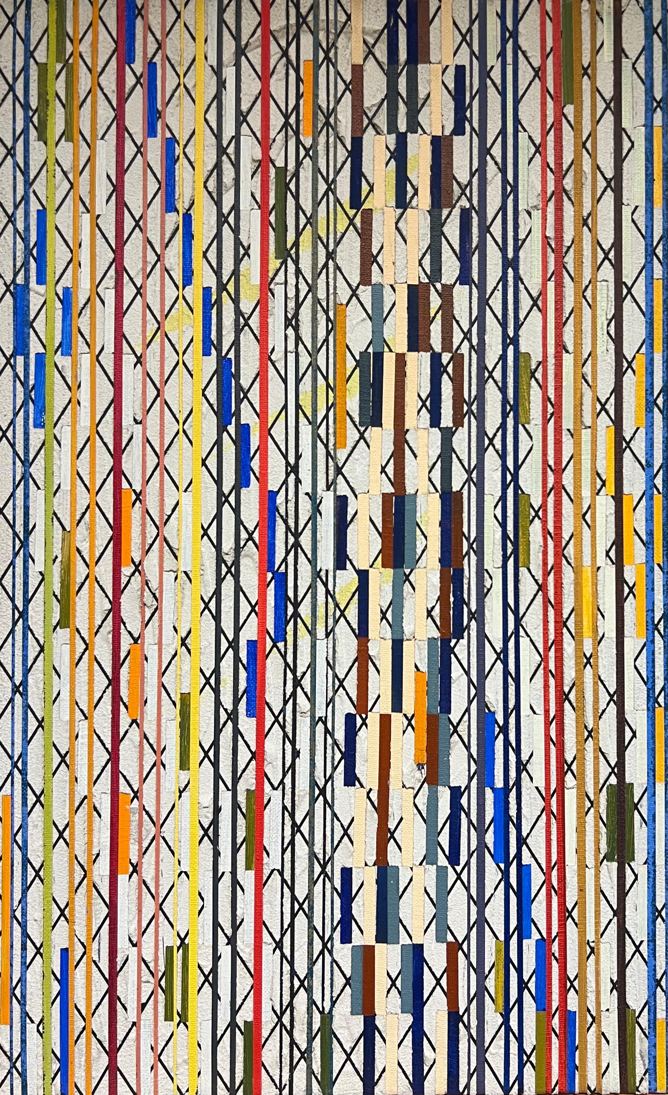 French 20th Century Geometric Abstract with Intersecting Lines and Bold Colors For Sale 3