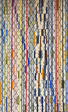 French 20th Century Geometric Abstract with Intersecting Lines and Bold Colors