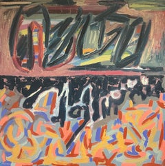 Französisches Ölgemälde des abstrakten Expressionismus des 20. Jahrhunderts auf Leinwand, ca. 1970