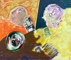 French 20th Century Huge Abstract Surrealist Encounter in Bold Hues