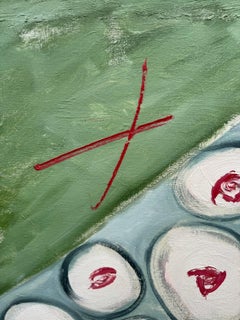 French 20th Century Oil Abstract Geometric Exploration Waterlily Pads