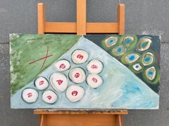 French 20th Century Oil Abstract Geometric Exploration Waterlily Pads