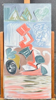 French 20th Century Shapes in Motion Abstract Geometric Forms Pastel Colours