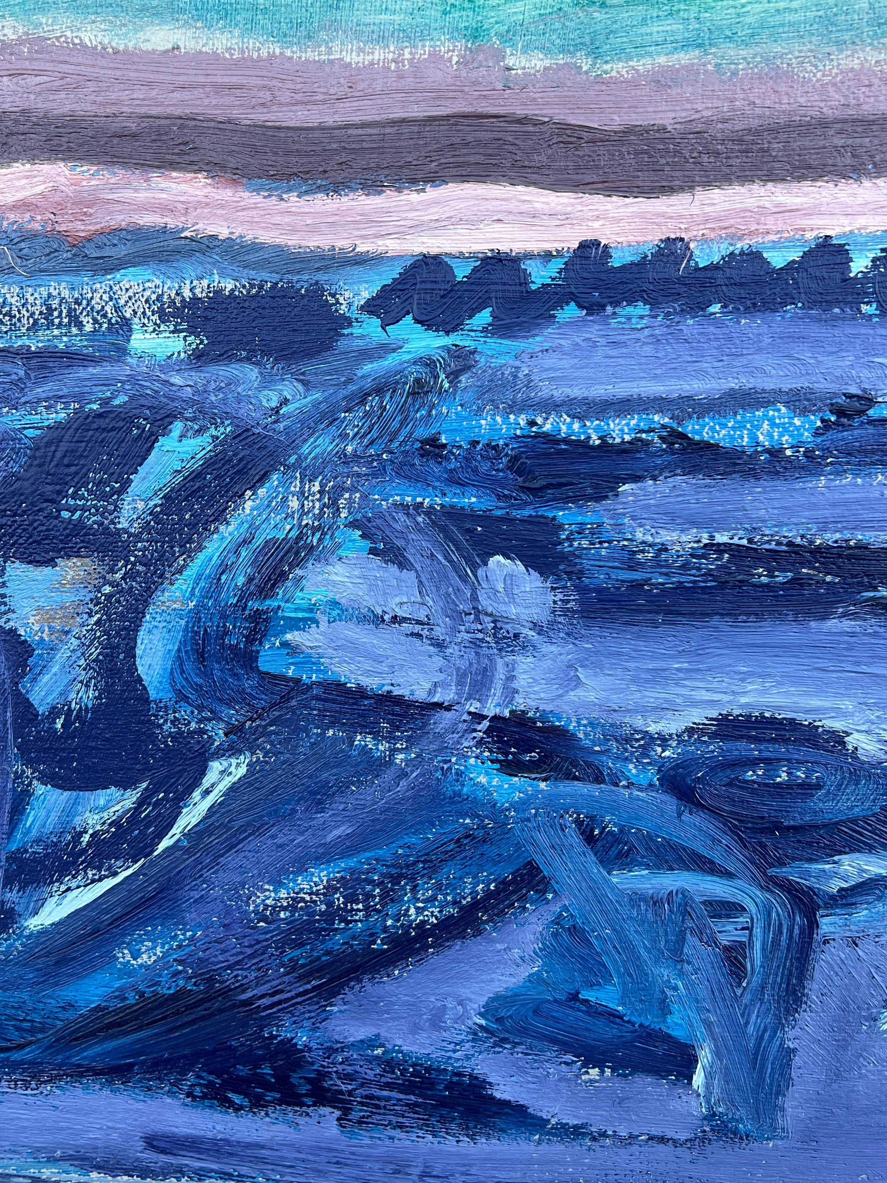 Forme in movimento del XX secolo francese Paesaggio marino astratto al crepuscolo Orizzonte lunare in vendita 1