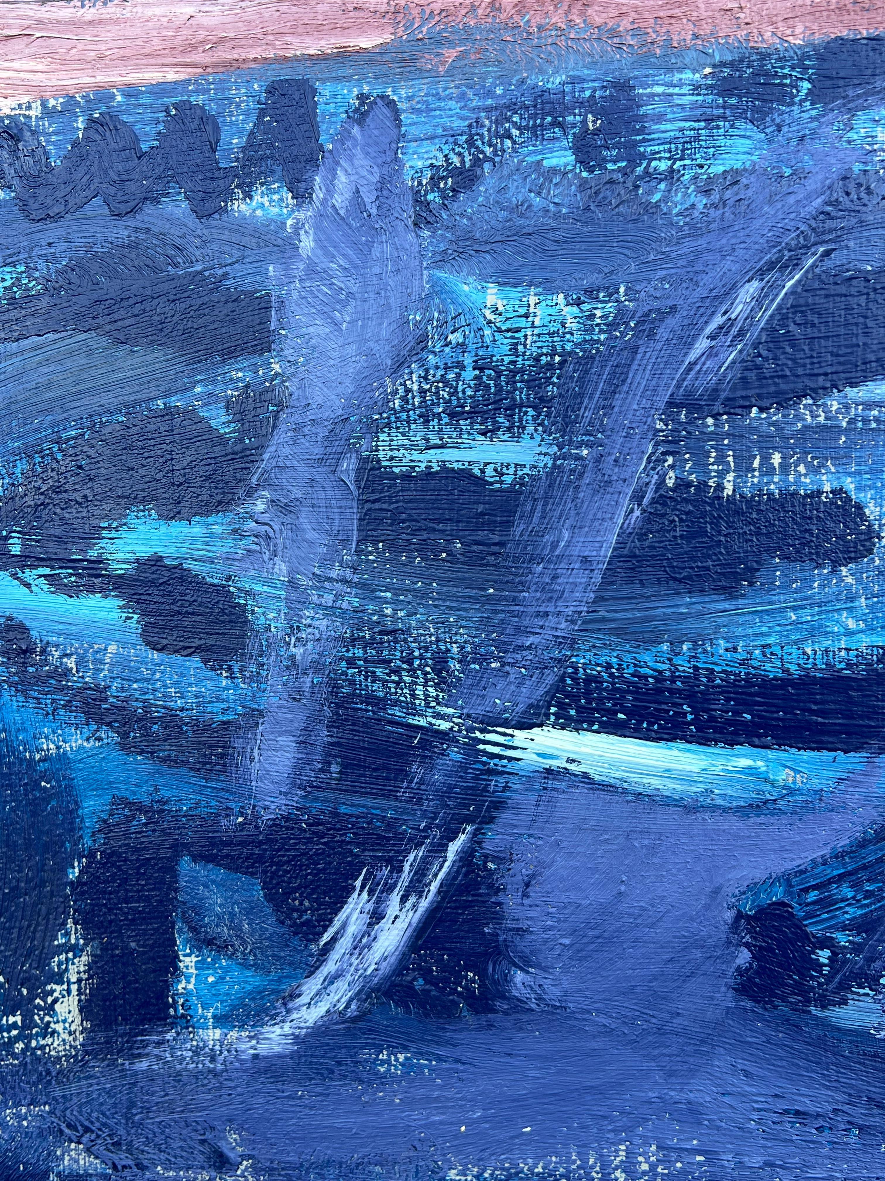 Forme in movimento del XX secolo francese Paesaggio marino astratto al crepuscolo Orizzonte lunare in vendita 4