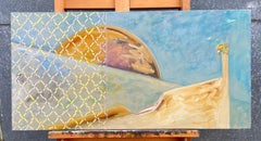 Francés Siglo XX Amanecer Más Allá del Velo Paisaje Surrealista Abstracto