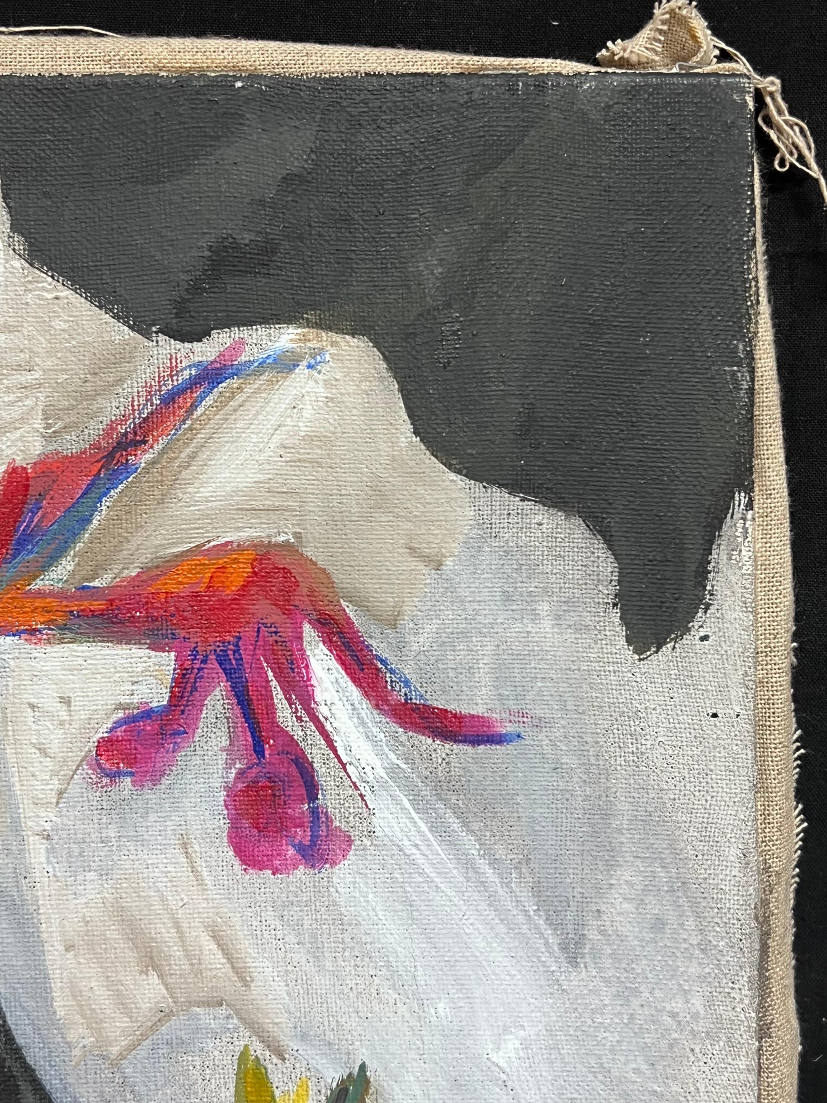 Composición Expresionista Abstracta 
de Gilbert Pelissier (francés nacido en 1924)
pintura al óleo sobre lienzo, sin enmarcar
tamaño del lienzo: 16,5 x 13 pulgadas
estado: en general muy bueno, algunos pequeños rasguños superficiales por haber