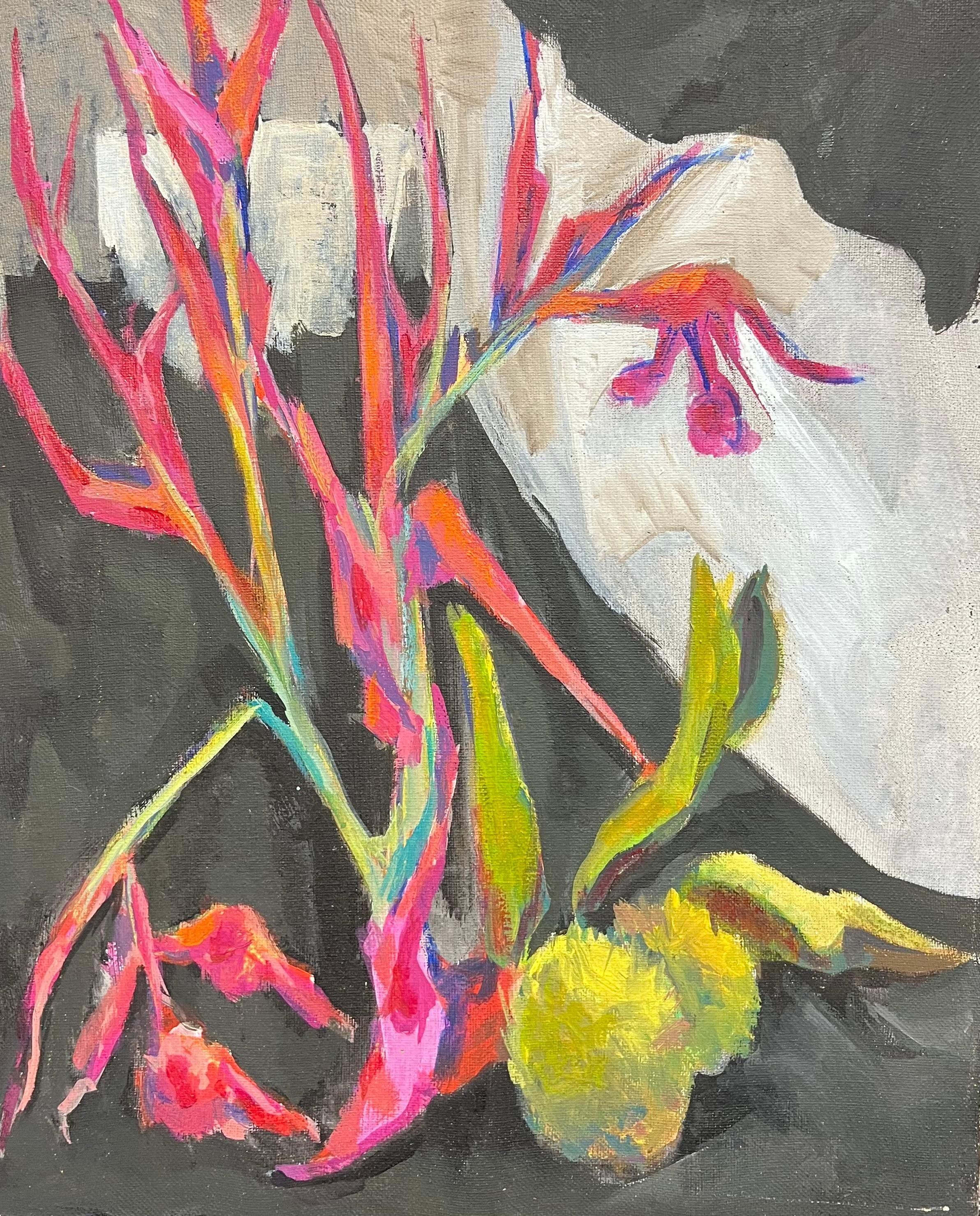 Still-Life Painting de Gilbert Pelissier - Pintura al óleo expresionista abstracta y vibrante de la naturaleza muerta francesa del siglo XX