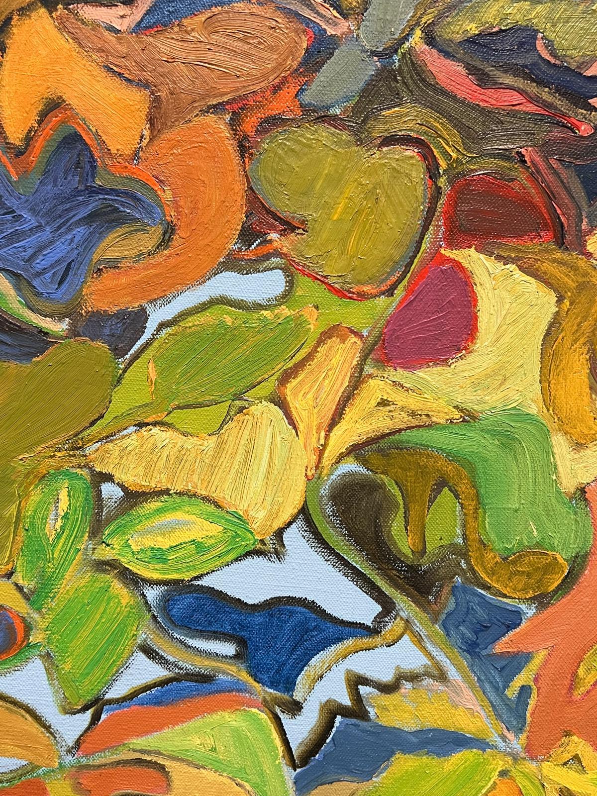 Francese del XX secolo Vibranti vortici astratti di arancione, giallo, verde e blu in vendita 2