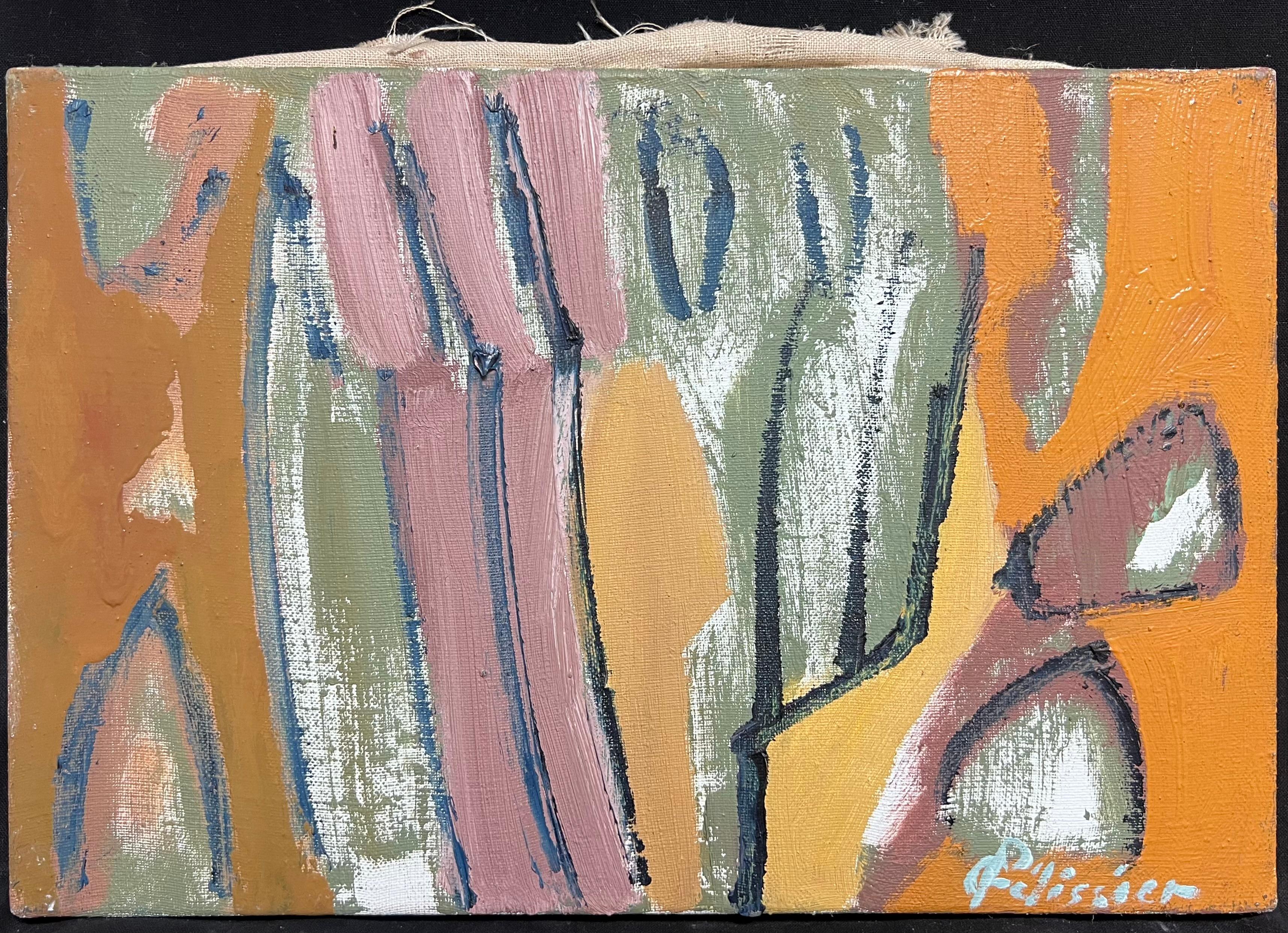 Pittura ad olio firmata da un espressionista di vibrante astrazione francese del XX secolo - Painting di Gilbert Pelissier